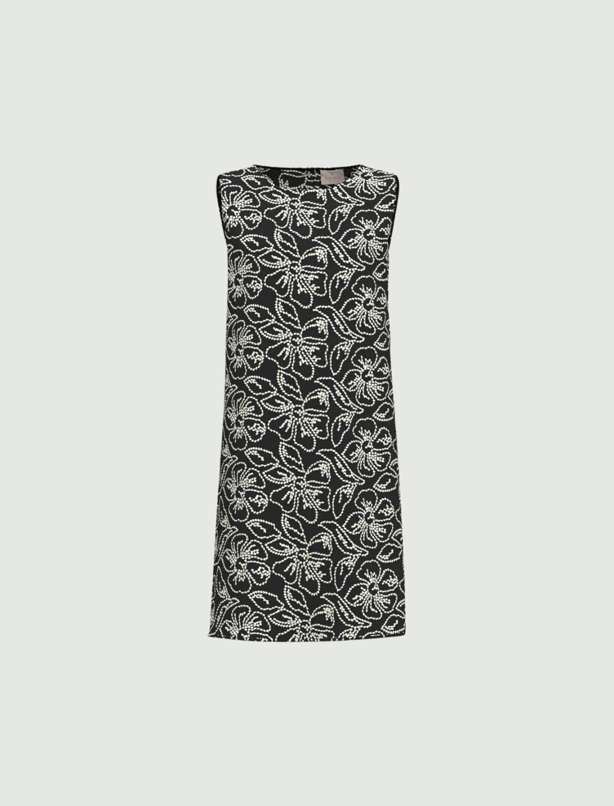 Sleeveless embroidered cotton and linen dress - BLACK - Emme - 6