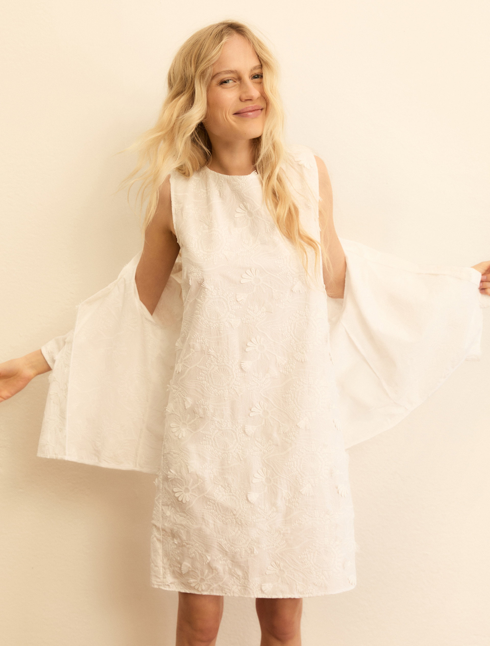 Embroidered poplin dress - WHITE - Emme - 1