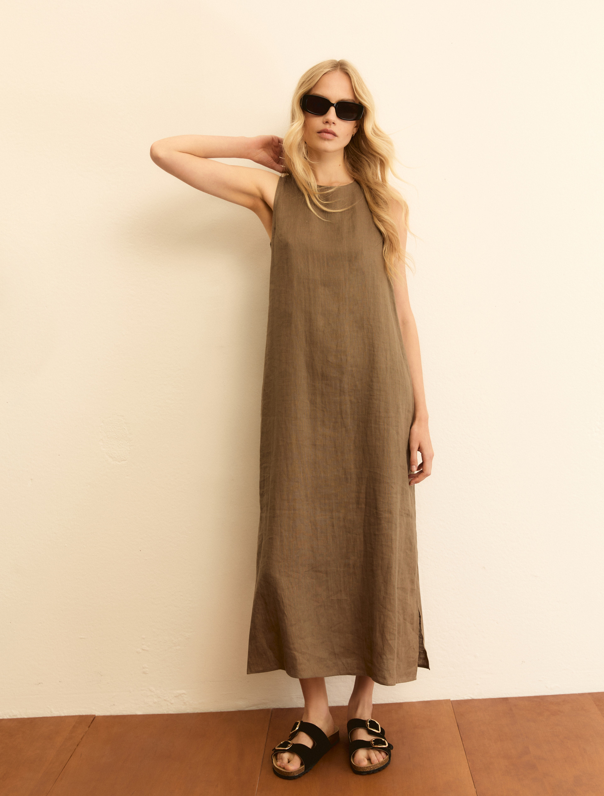 Straight-fit linen canvas dress - TURTLEDOVE - Emme - 4