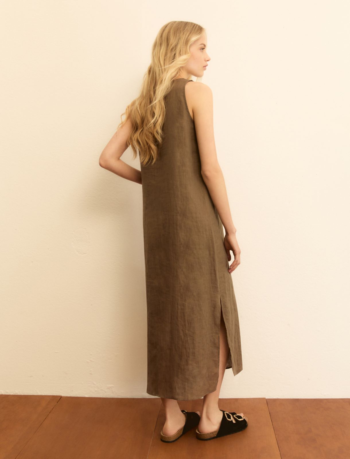 Straight-fit linen canvas dress - TURTLEDOVE - Emme - 3