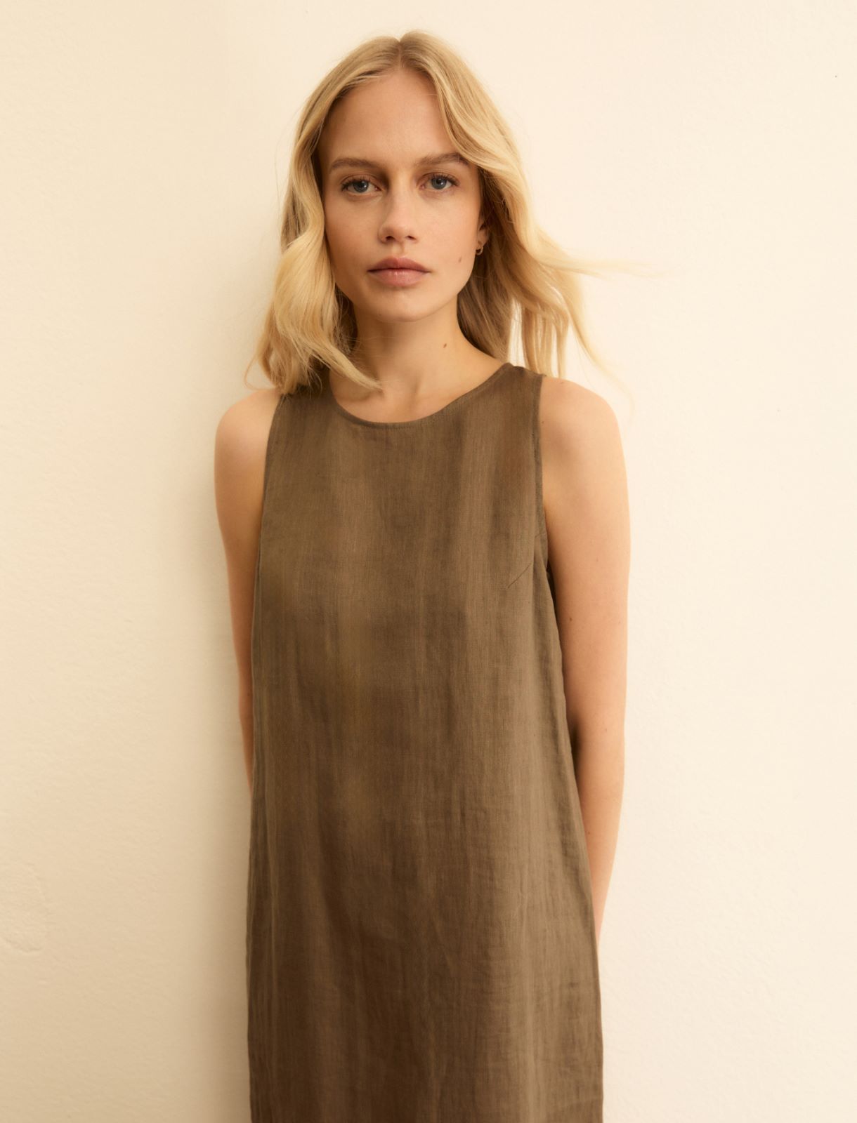 Straight-fit linen canvas dress - TURTLEDOVE - Emme - 5