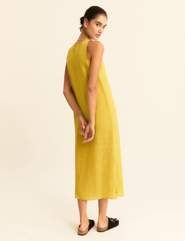 Straight-fit linen canvas dress - Emme - 3