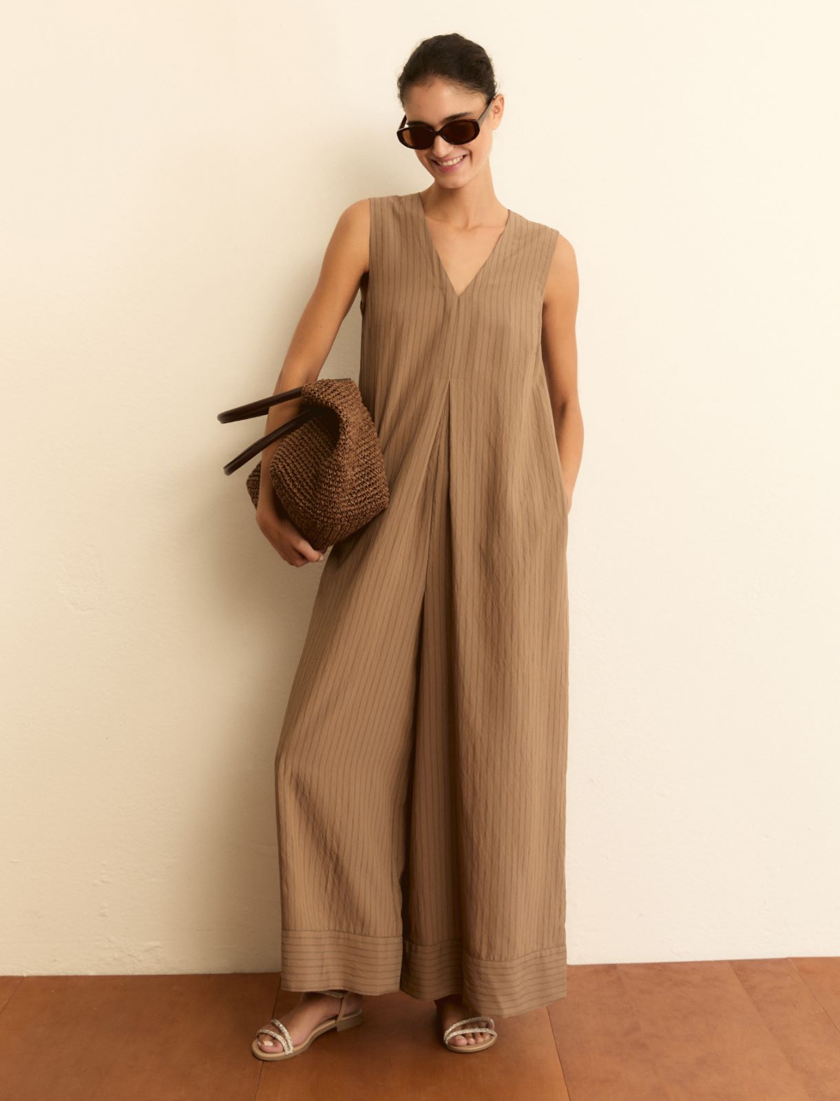 Relaxed-fit viscose jumpsuit - CAMEL - Emme - 2