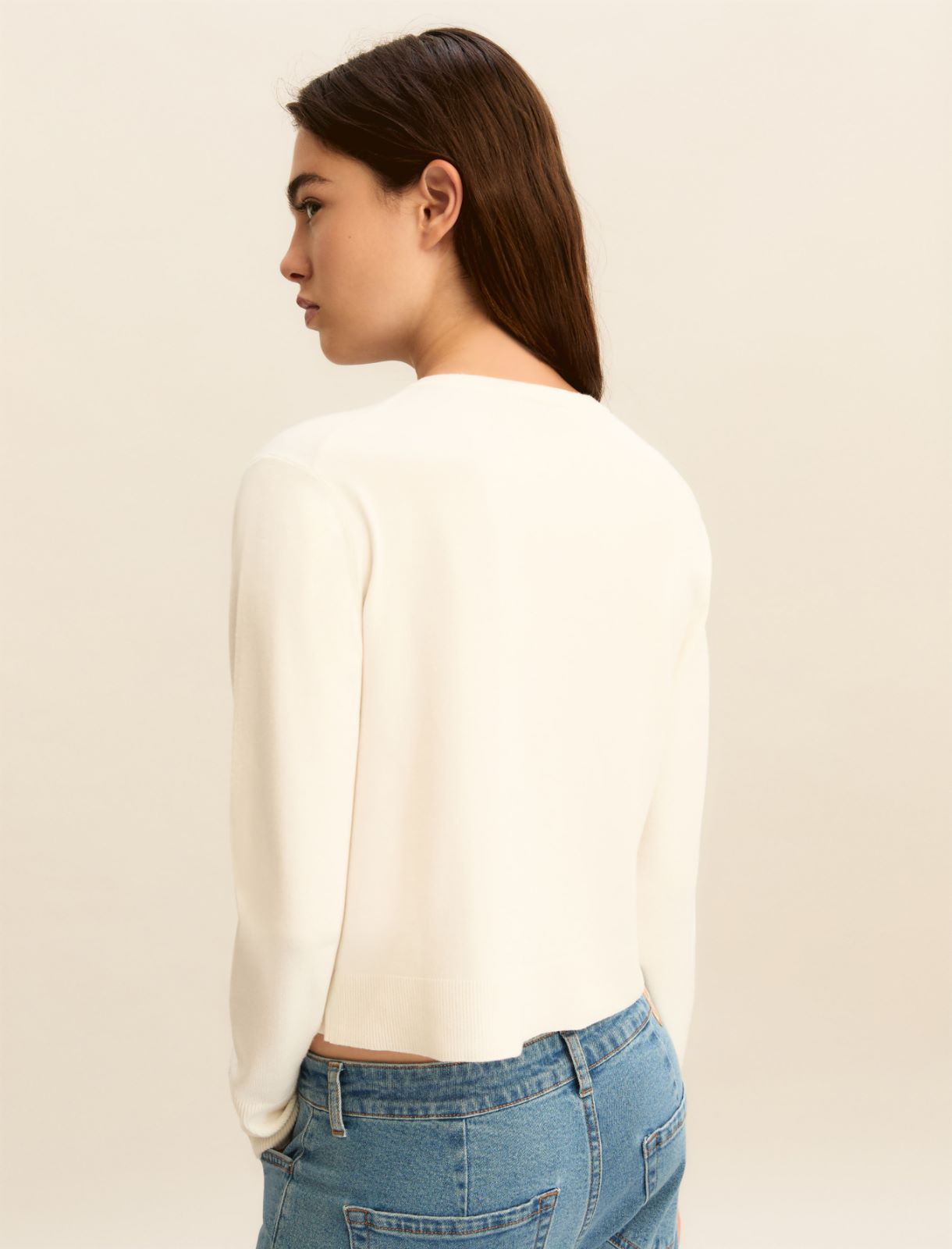 Short stretch viscose cardigan - WHITE - Emme - 2