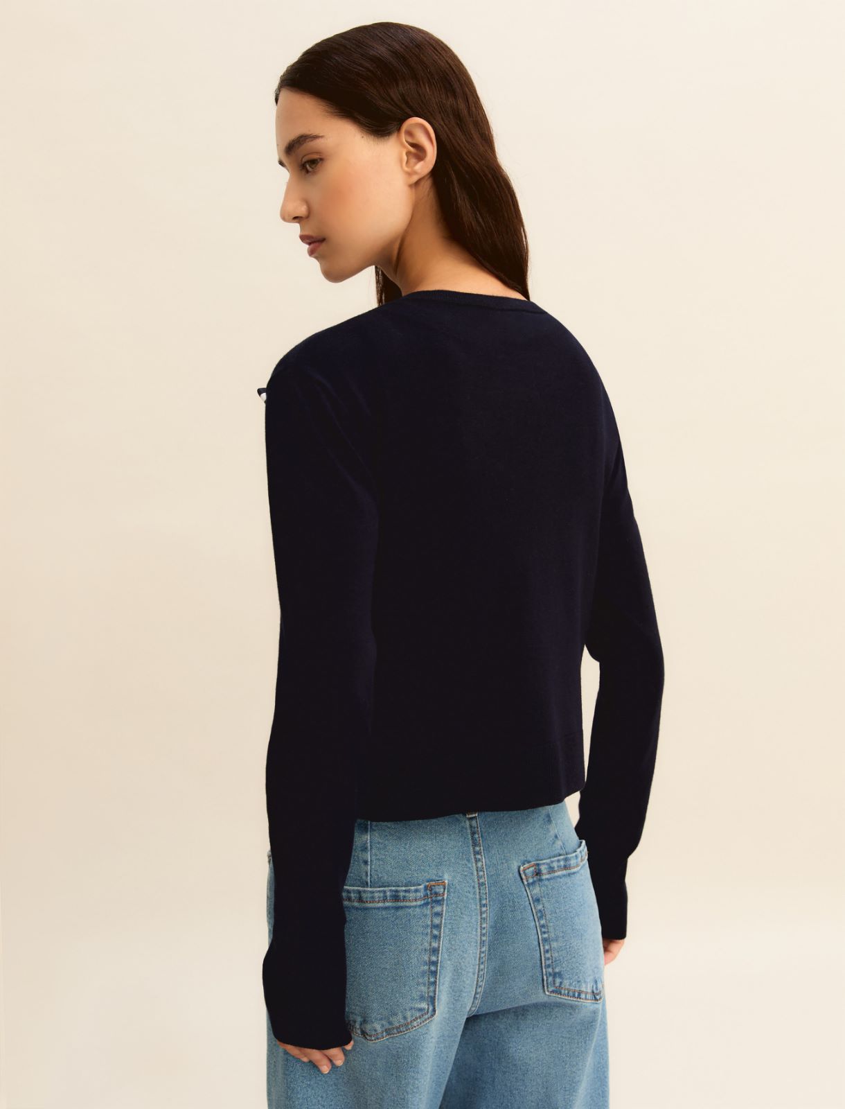 Short stretch viscose cardigan - NAVY - Emme - 2