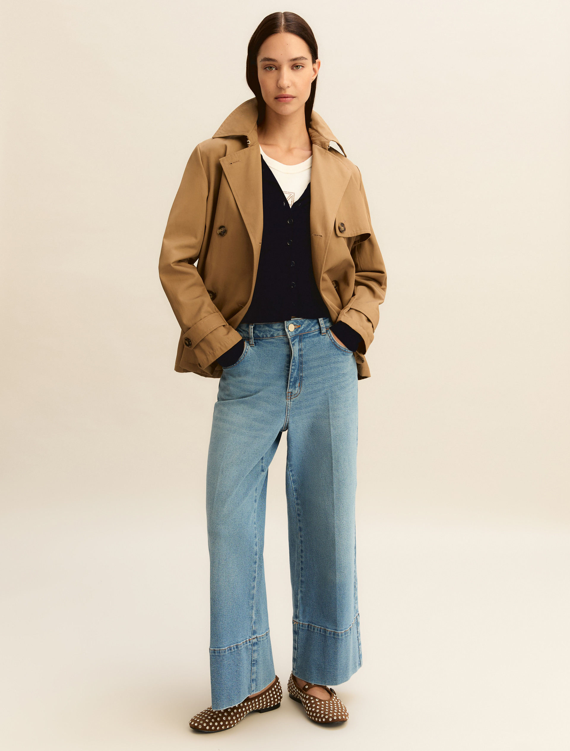 Short stretch viscose cardigan - NAVY - Emme - 1