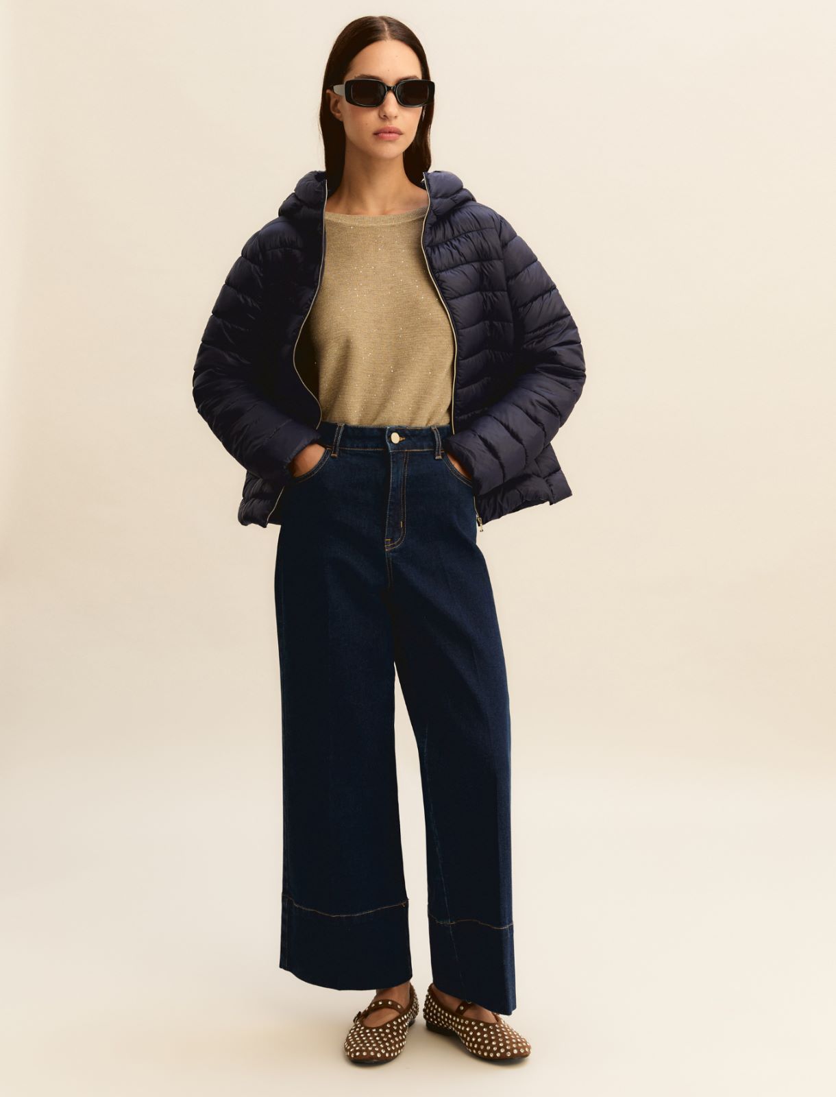 Lurex and micro sequin-adorned sweater - BEIGE - Emme - 2