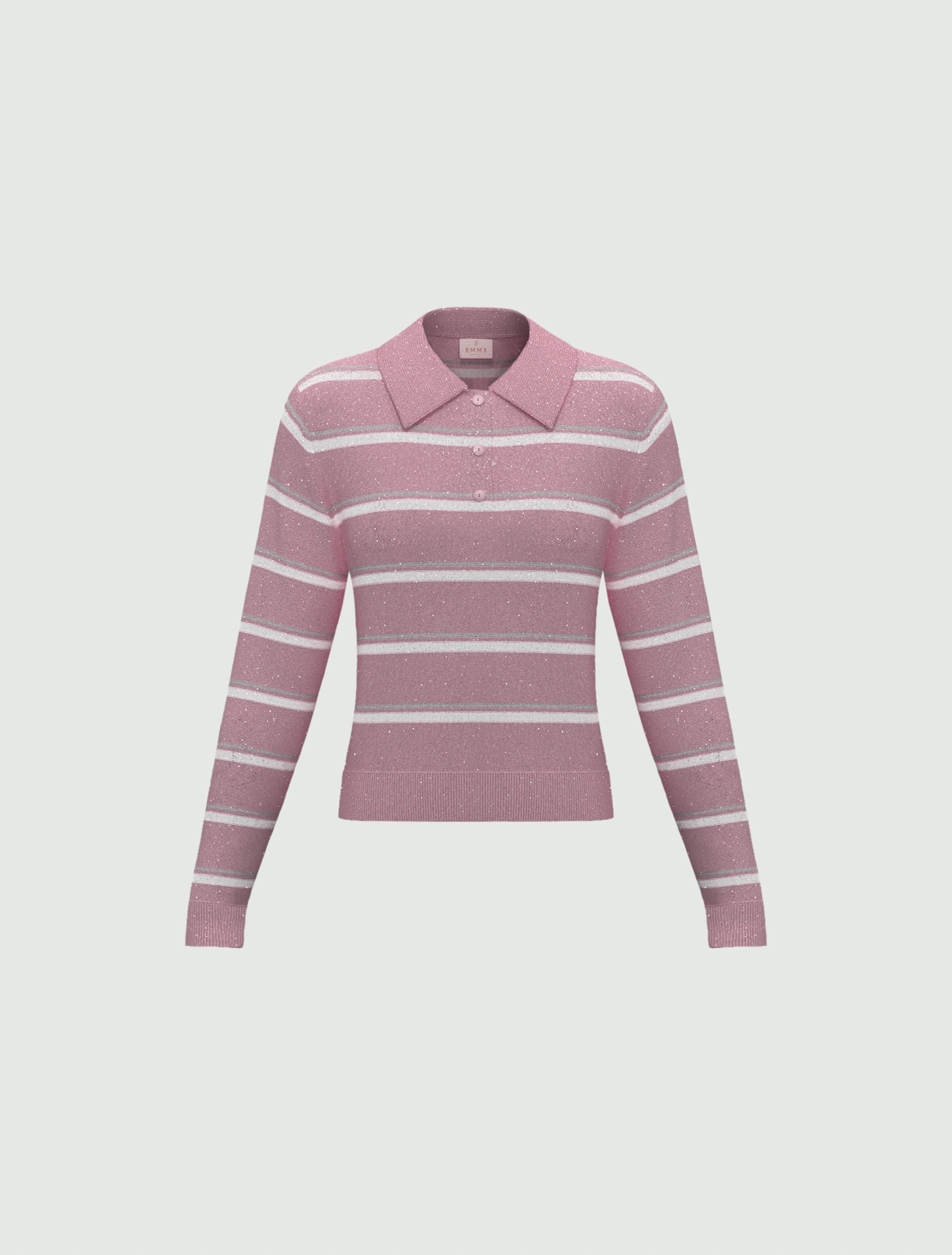 Lurex and sequin-adorned polo shirt - LAVENDER - Emme - 4