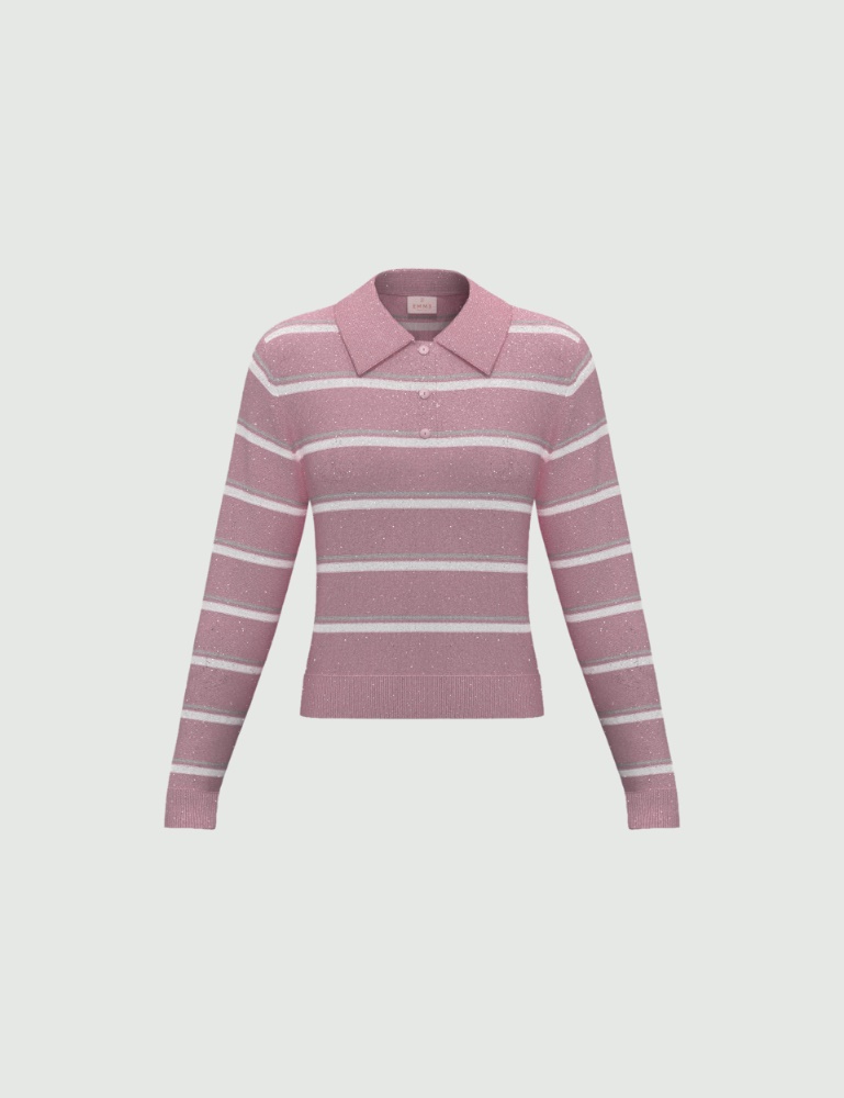 Lurex and sequin-adorned polo shirt - Emme - 5