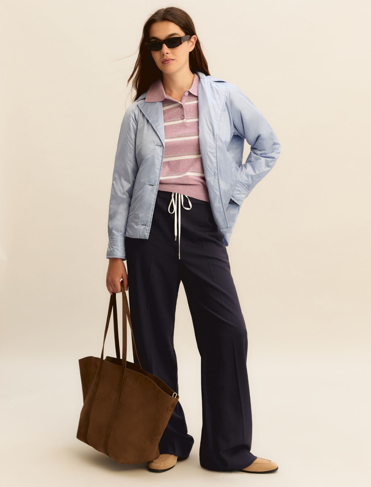 Lurex and sequin-adorned polo shirt - LAVENDER - Emme - 2