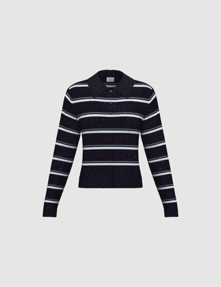 Lurex and sequin-adorned polo shirt - Emme - 5