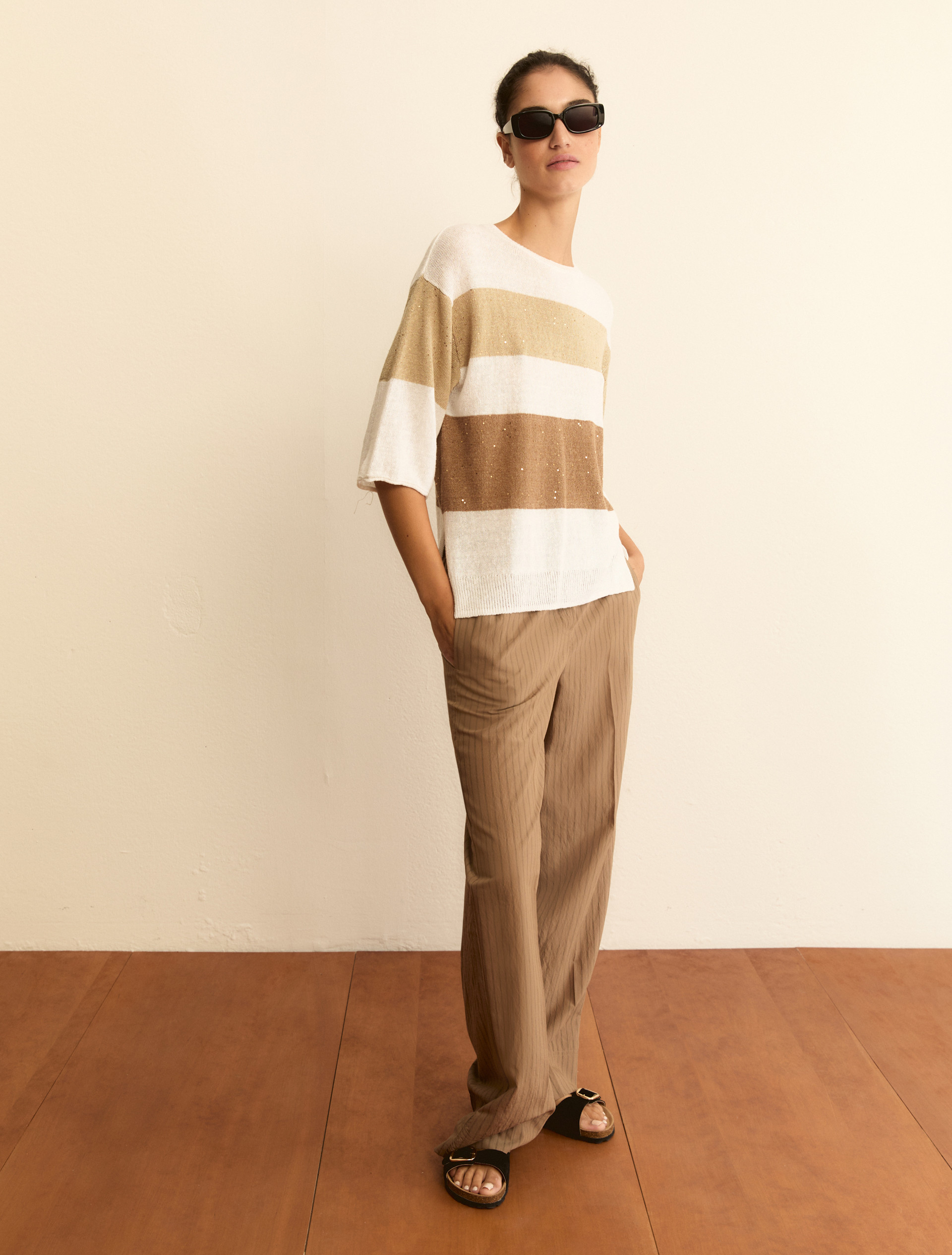 Linen-blend boxy sweater - WHITE - Emme - 4