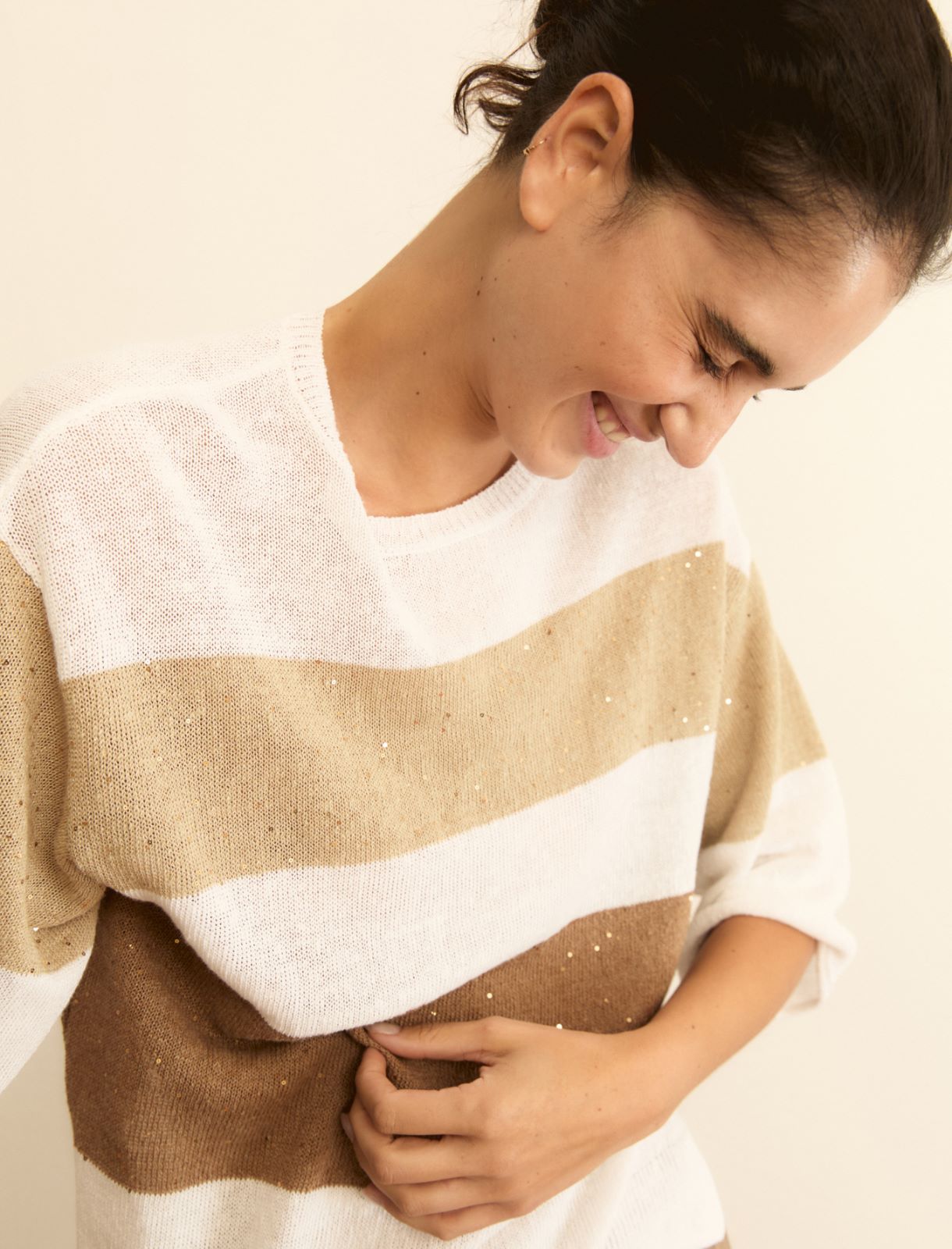 Linen-blend boxy sweater - WHITE - Emme - 5