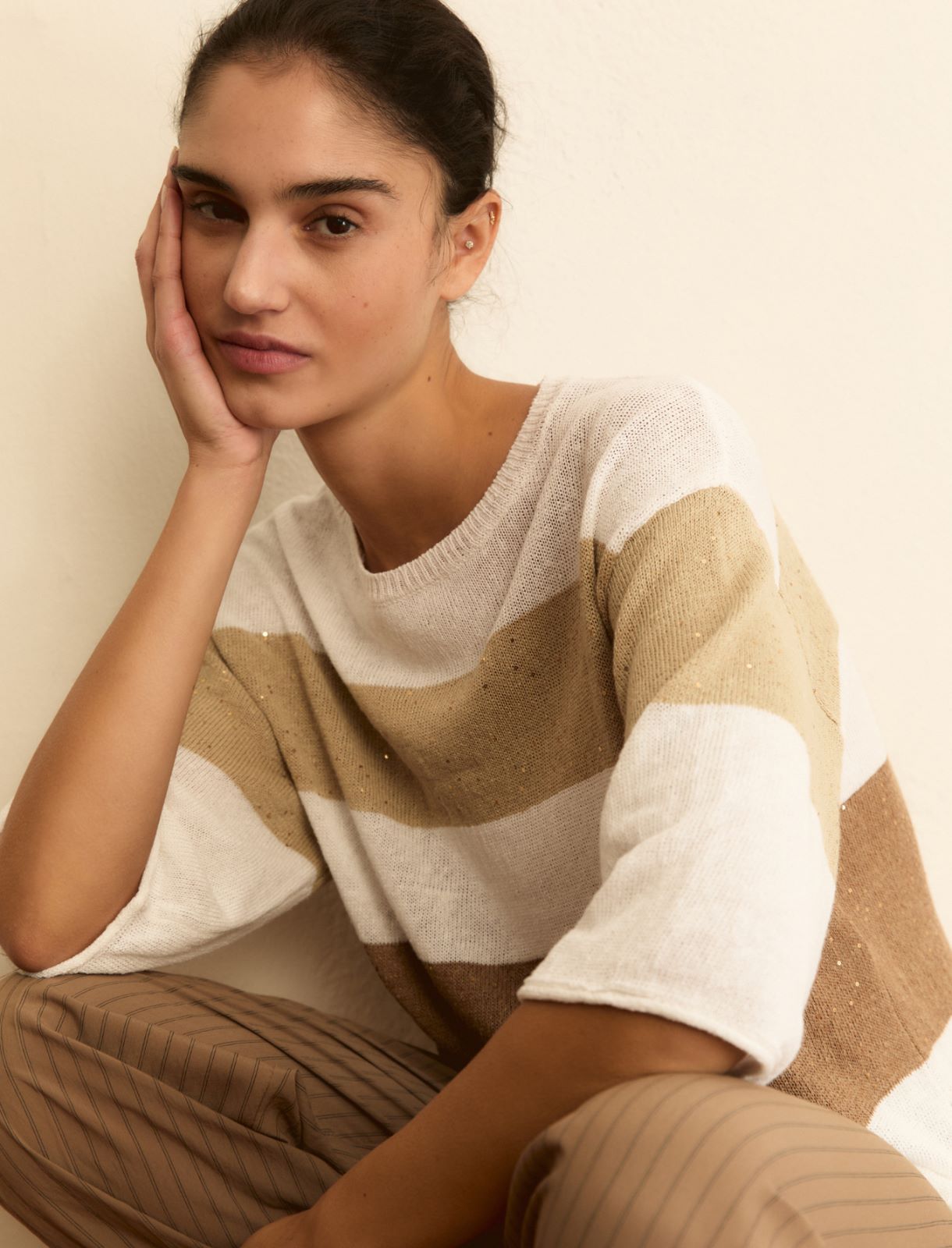 Linen-blend boxy sweater - WHITE - Emme - 6