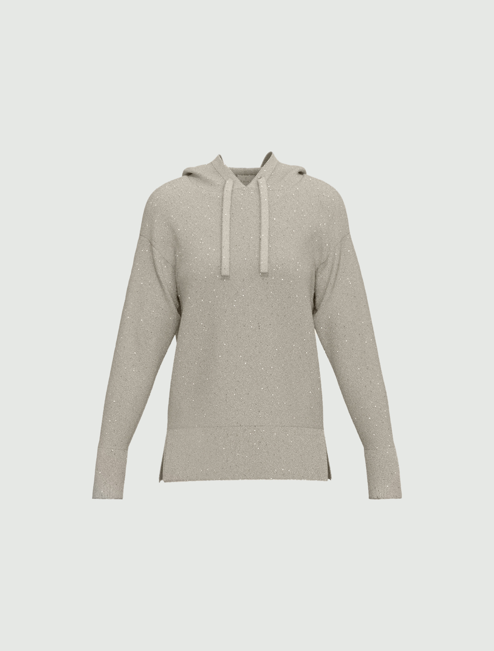 Lurex and micro sequin-adorned light wool hoodie - MELANGE LIGHT GREY - Emme - 4
