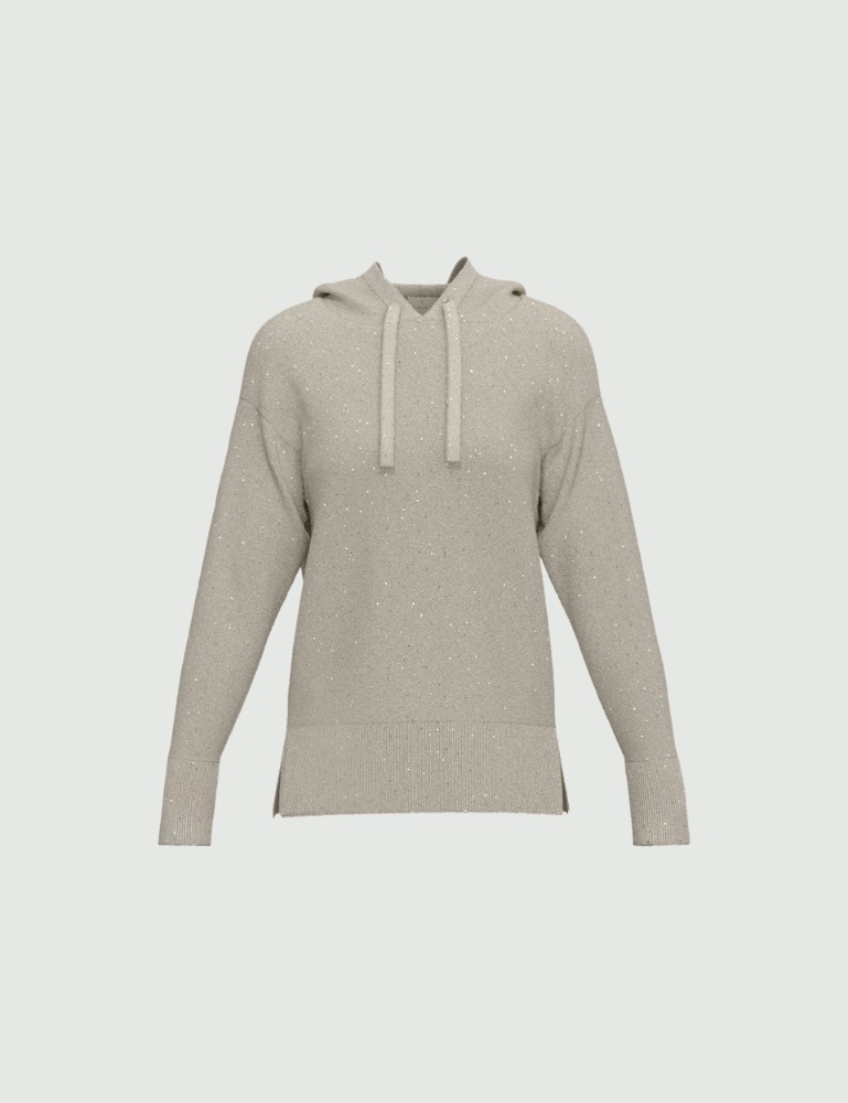 Lurex and micro sequin-adorned light wool hoodie - Emme - 6