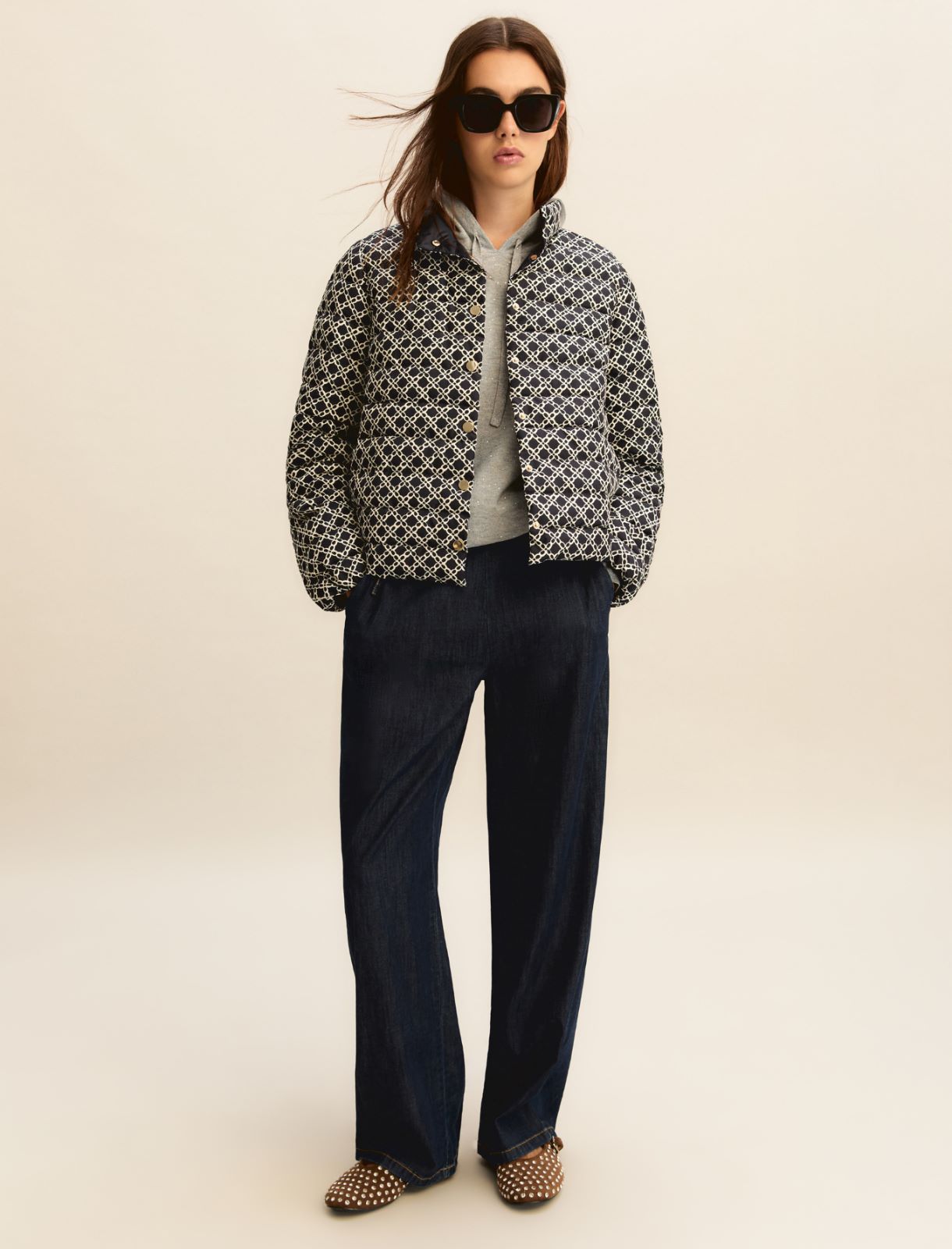 Lurex and micro sequin-adorned light wool hoodie - MELANGE LIGHT GREY - Emme - 2