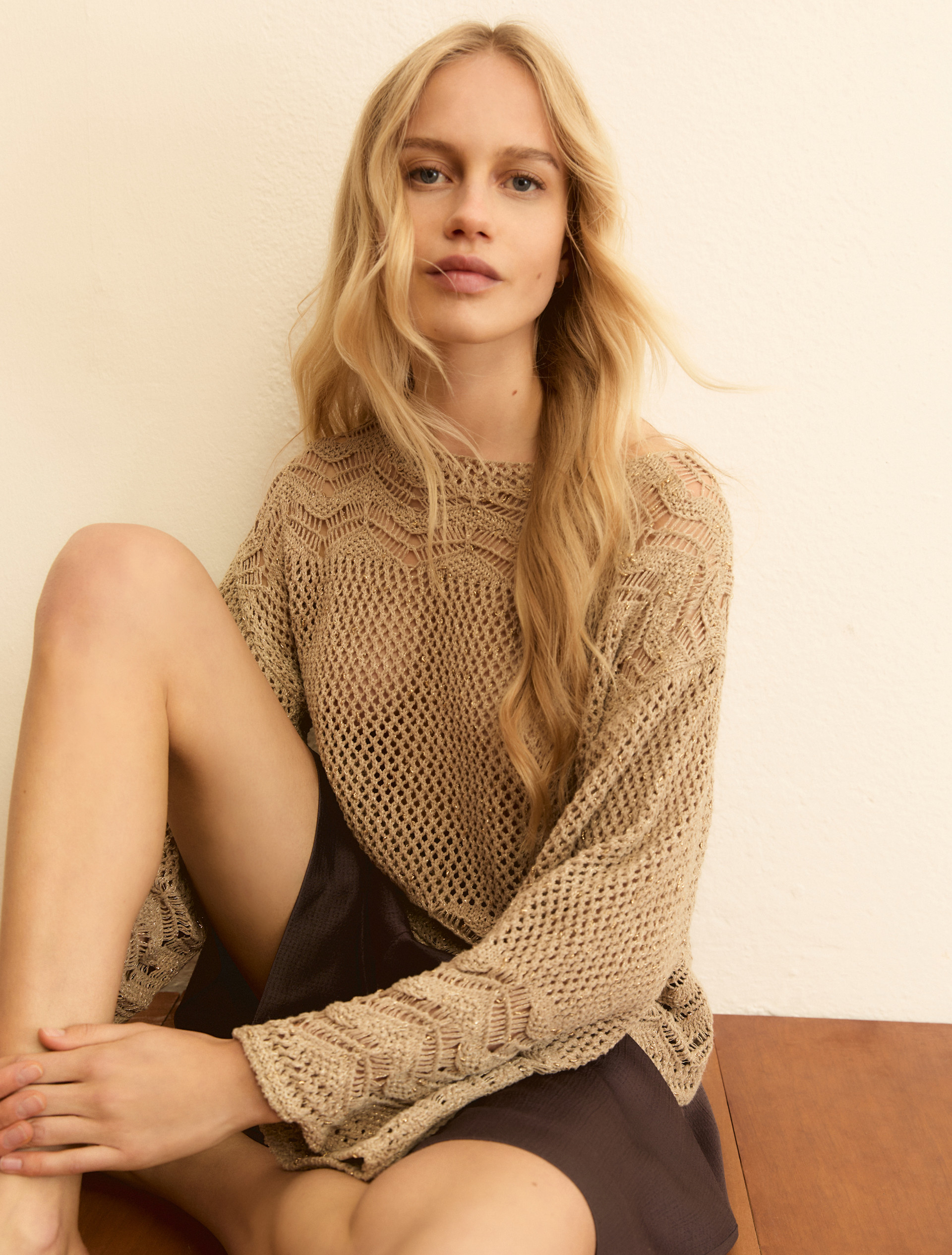 Lurex-detail sweater - CAMEL - Emme - 5