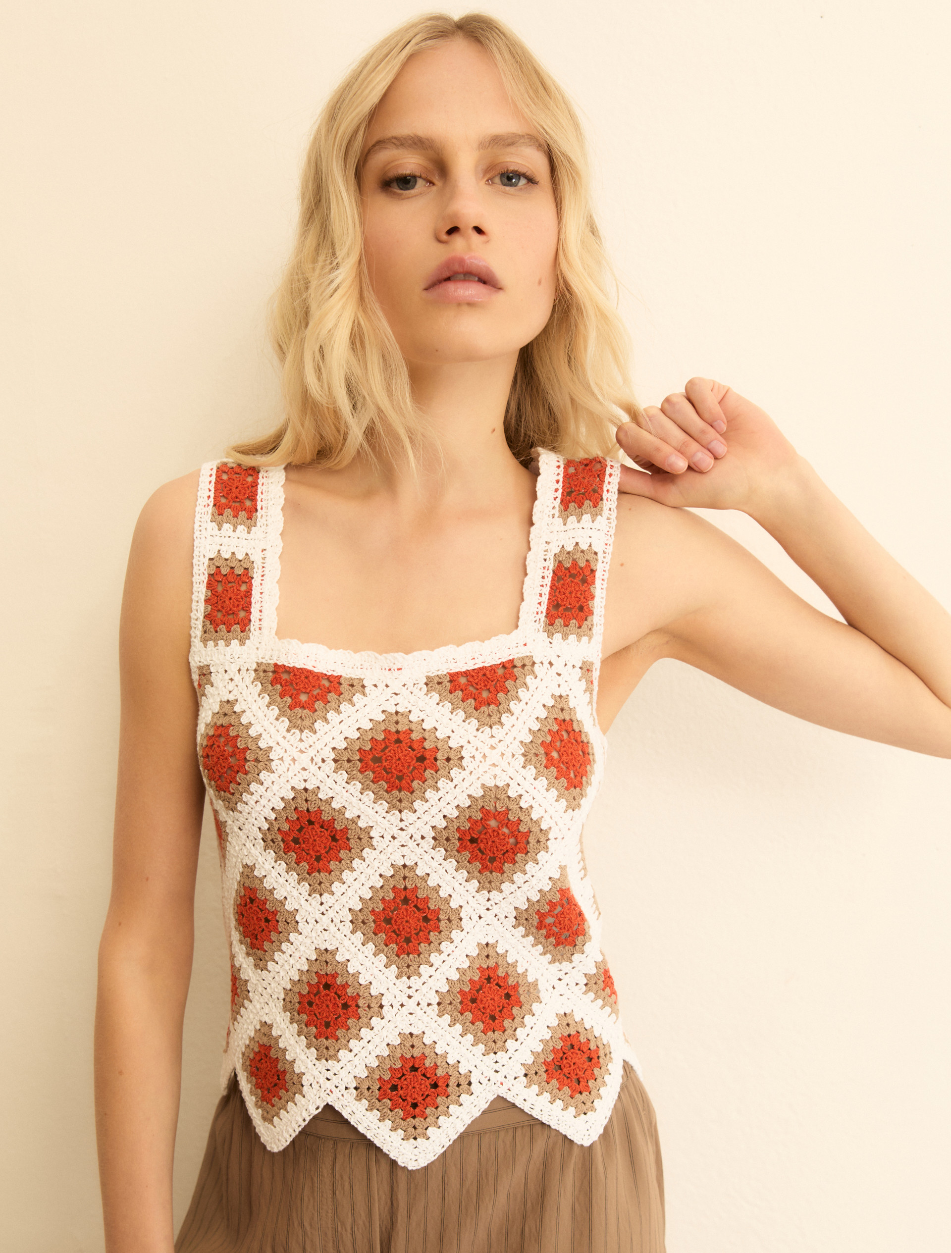 Sleeveless crochet-knit top - WHITE - Emme - 5