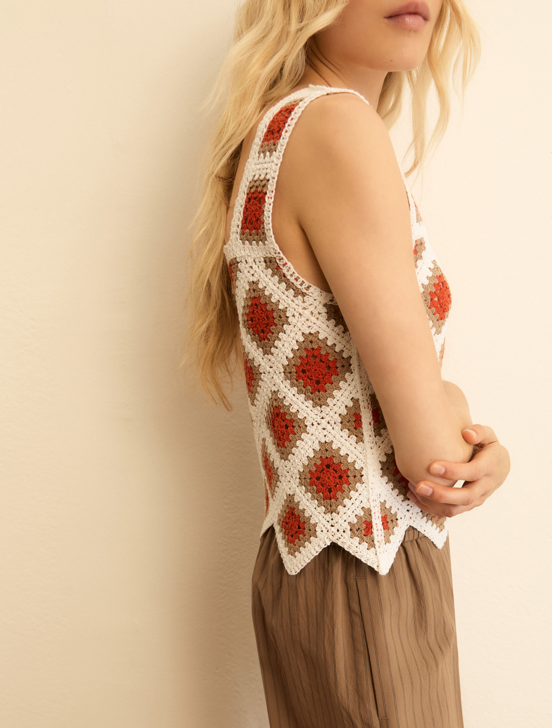 Sleeveless crochet-knit top - WHITE - Emme - 6