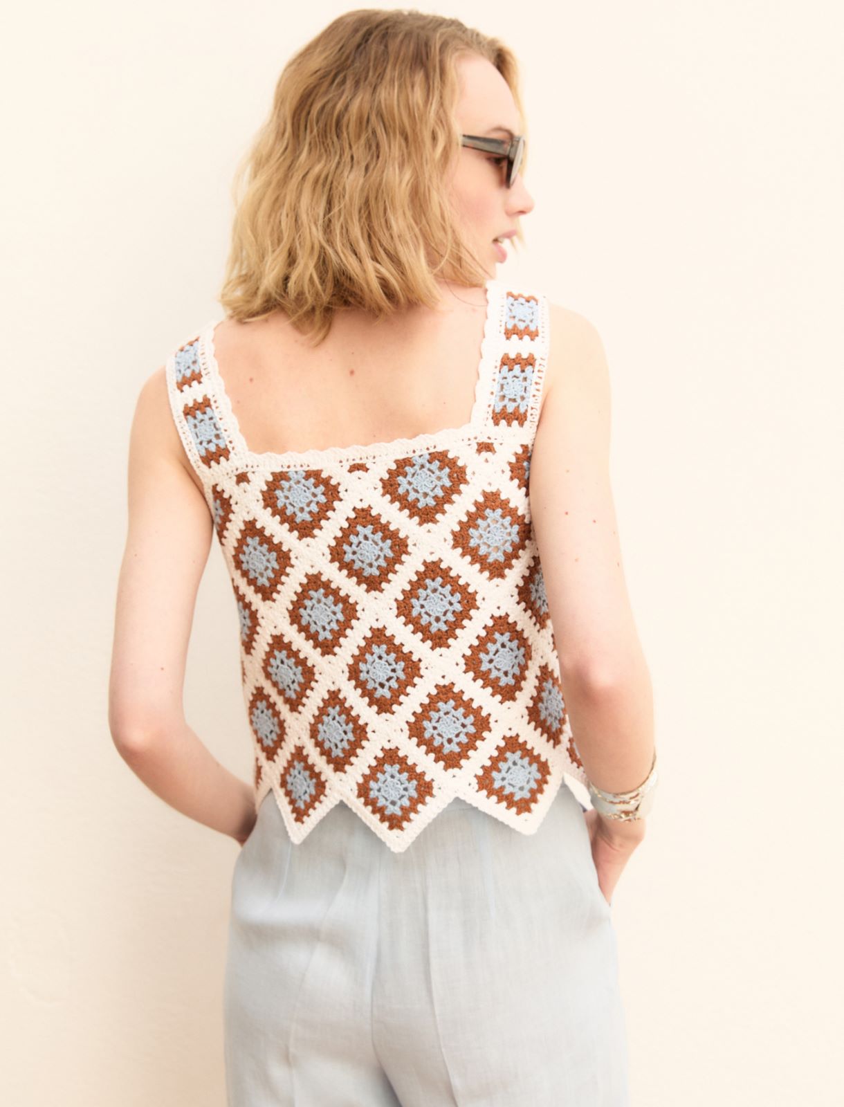 Gilet in crochet con bordo sagomato - BIANCO - Emme - 3