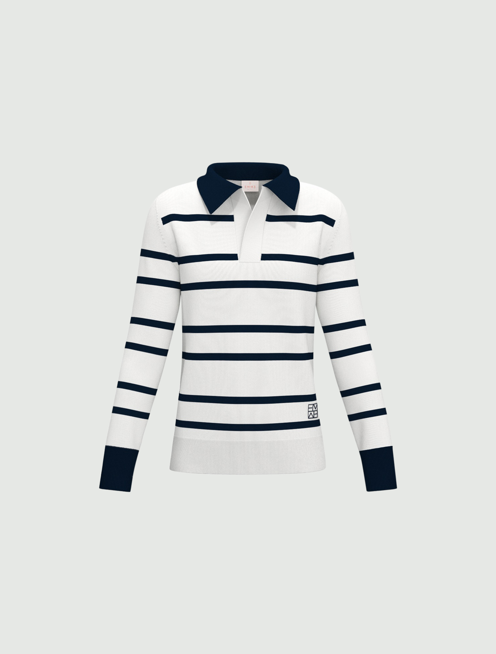 Slim-fit stretch viscose polo shirt - WHITE BLUE - Emme - 6