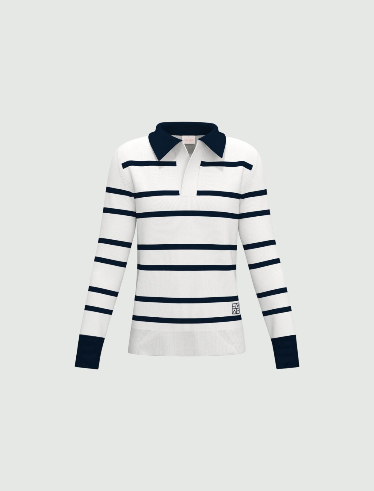 Slim-fit stretch viscose polo shirt - WHITE BLUE - Emme - 6