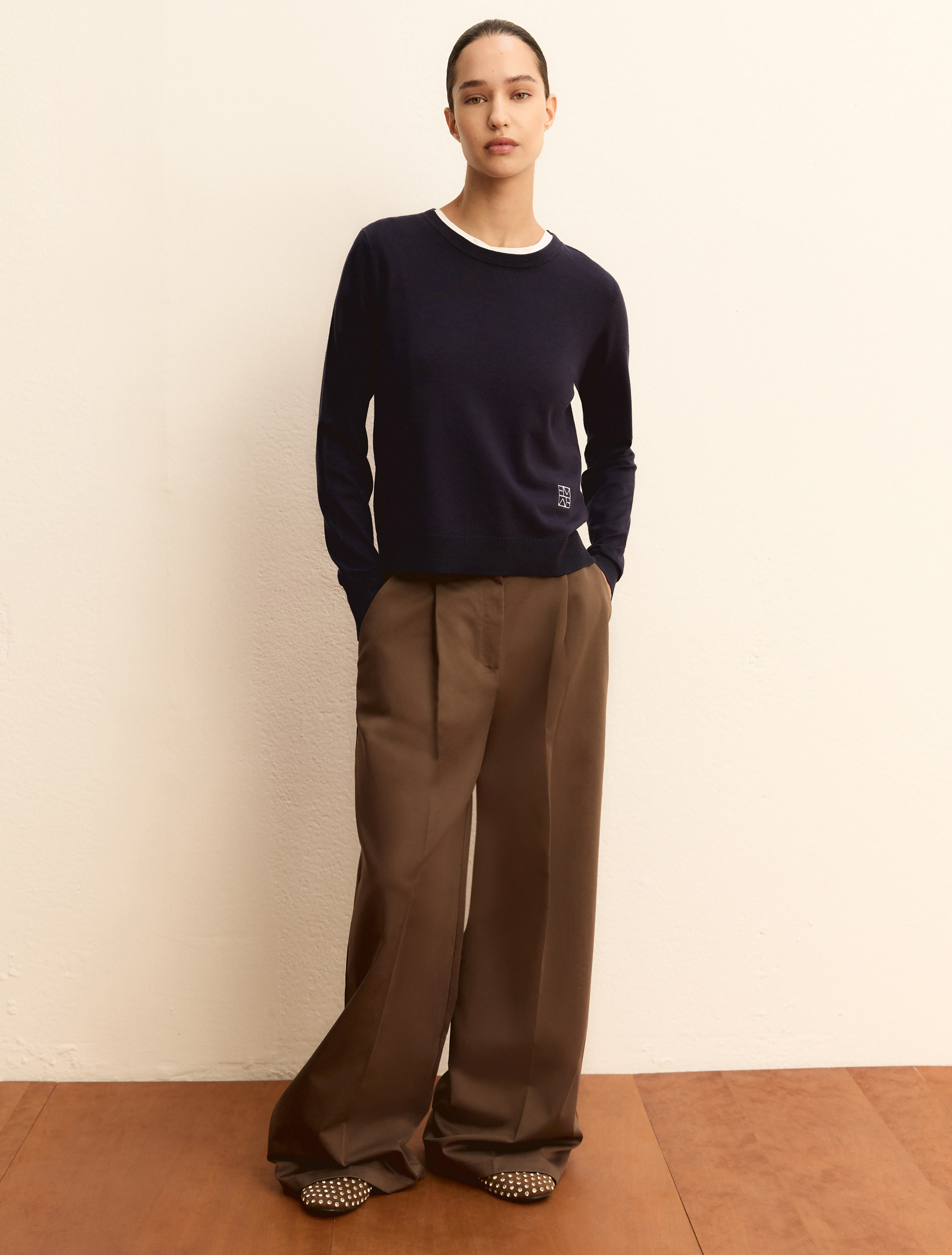 Stretch viscose sweater - NAVY - Emme - 1