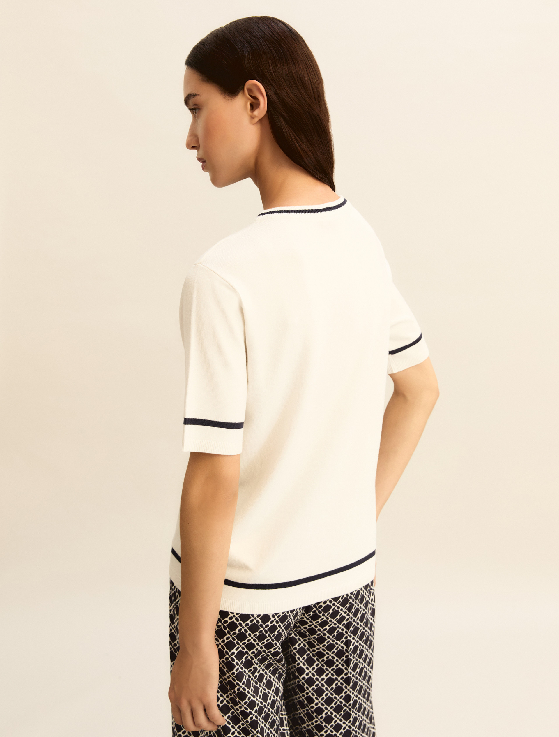 Stretch viscose T-shirt - WHITE BLUE - Emme - 2