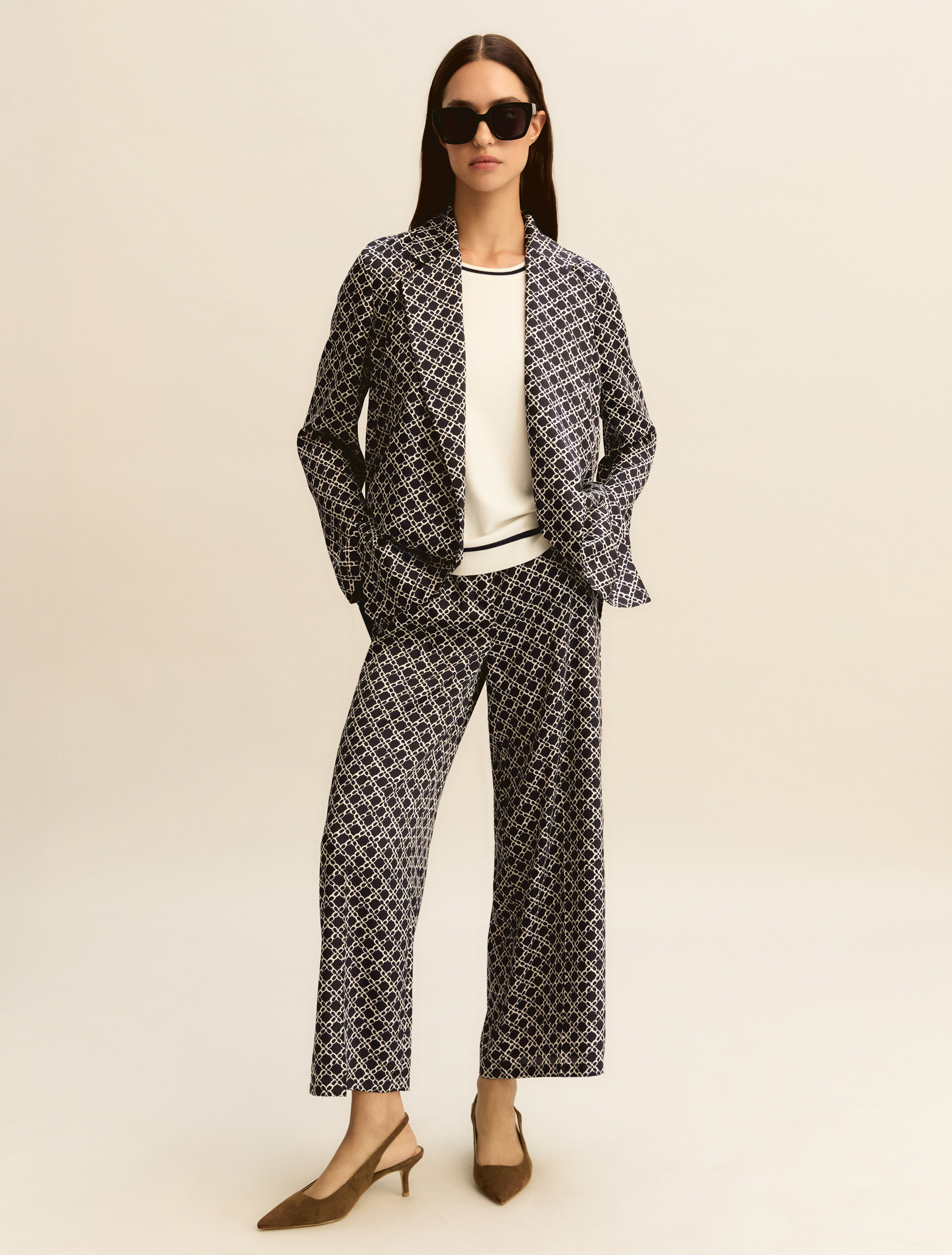 Stretch viscose T-shirt - WHITE BLUE - Emme - 1