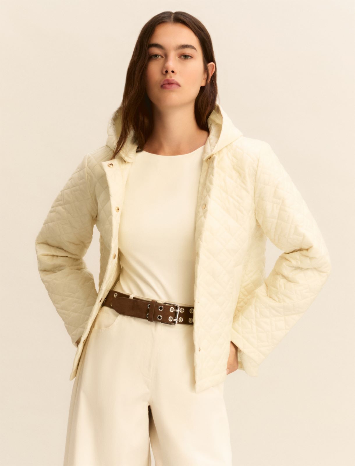 Giubbino trapuntato in tessuto antigoccia - PANNA - Emme