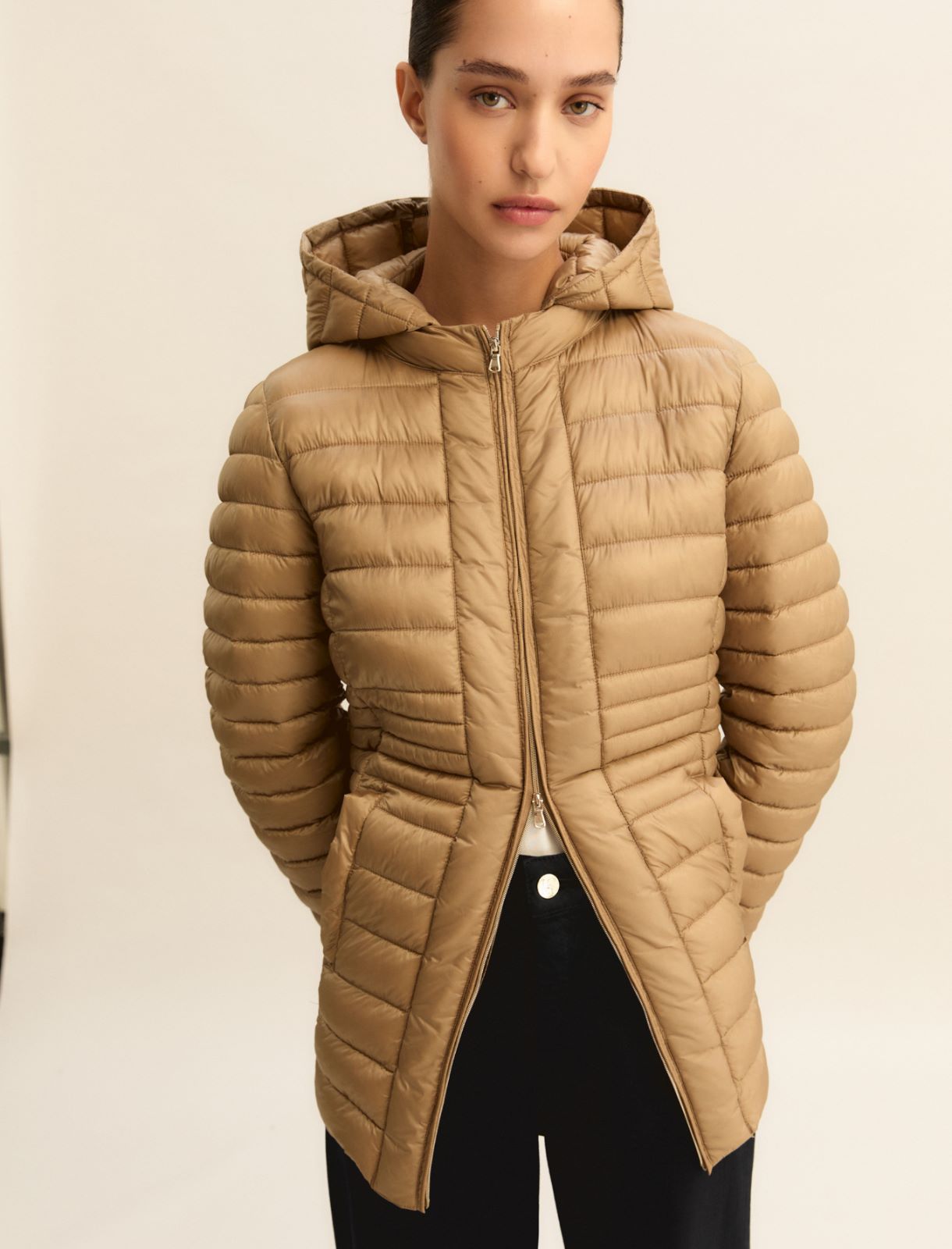 Quilted water-repellent down jacket - CAMEL - Emme - 5