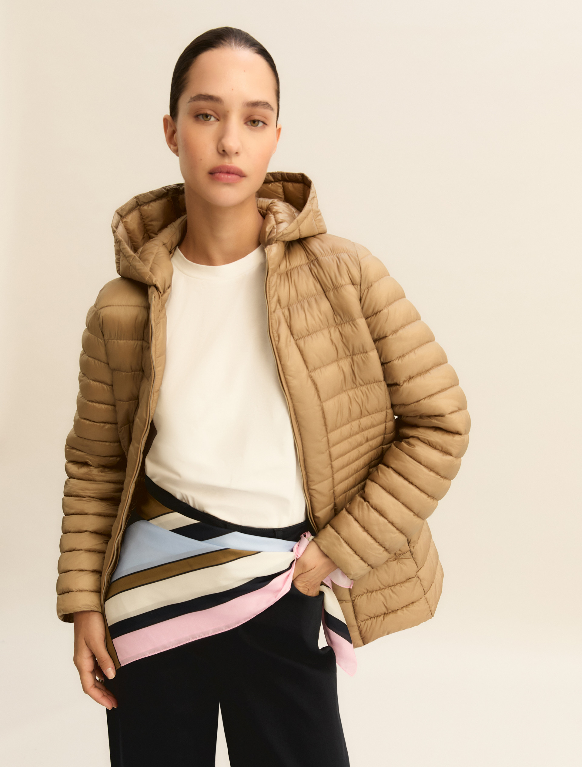 Quilted water-repellent down jacket - CAMEL - Emme - 1