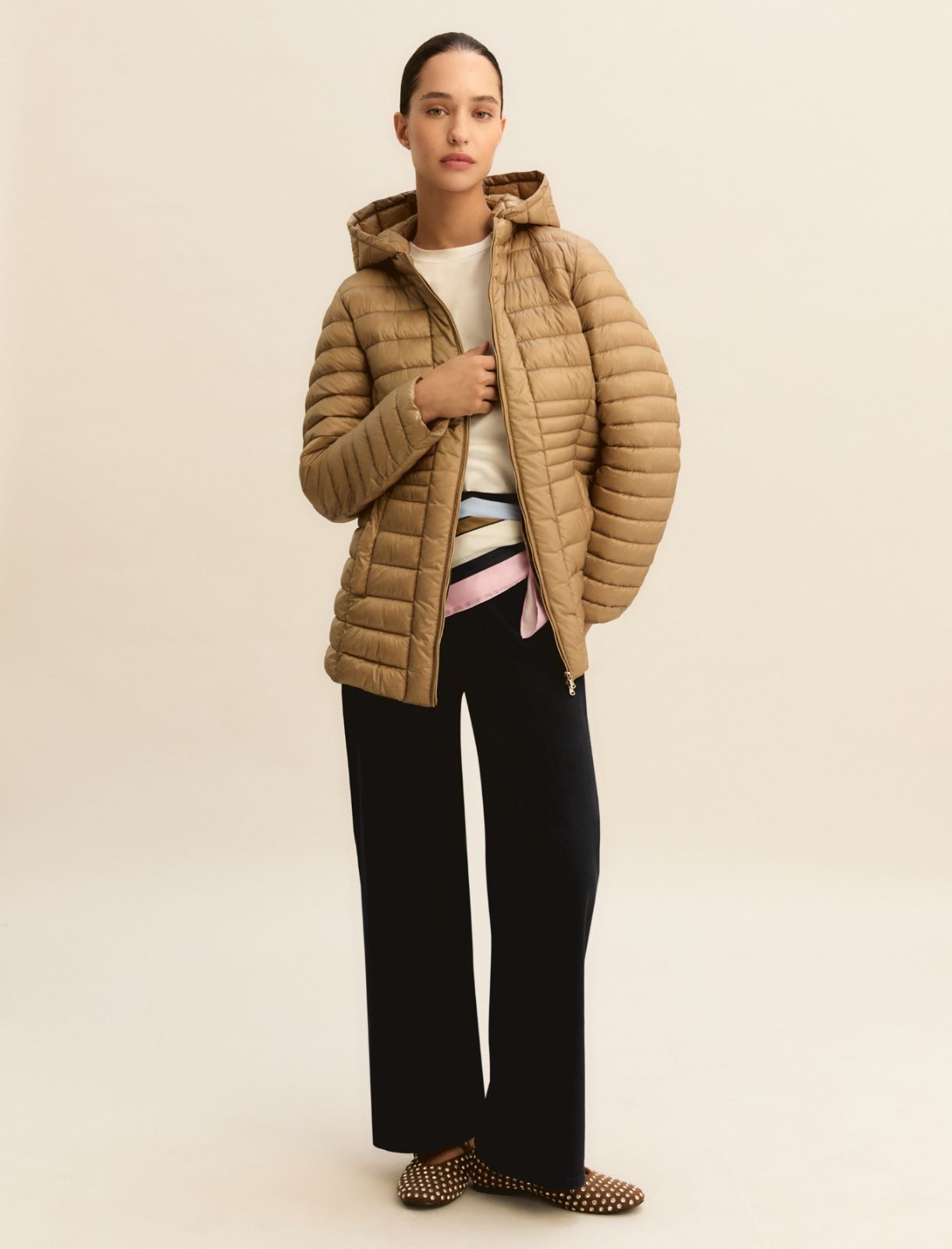 Quilted water-repellent down jacket - CAMEL - Emme - 2