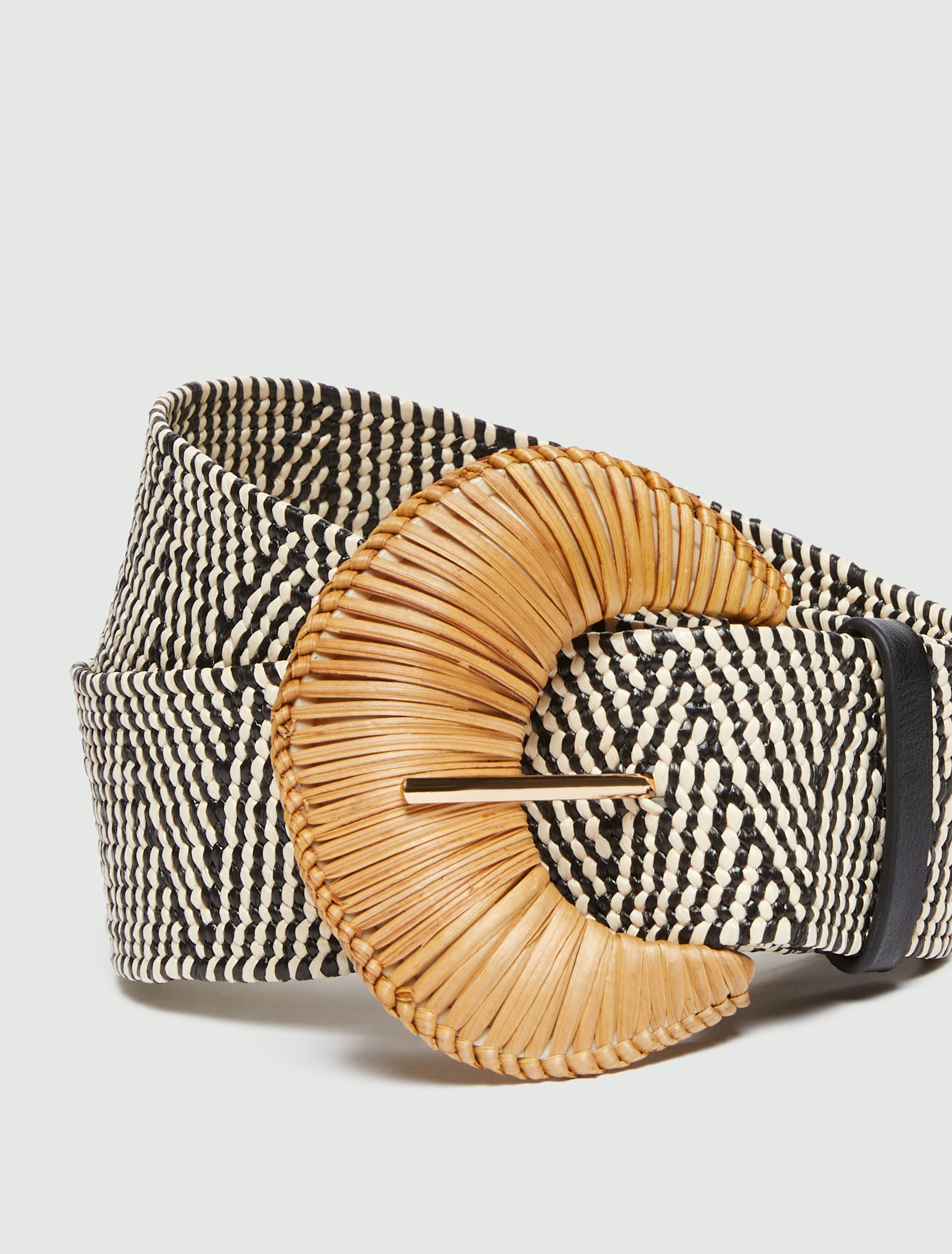 Stretch raffia belt - WHITE BLACK - Emme - 4