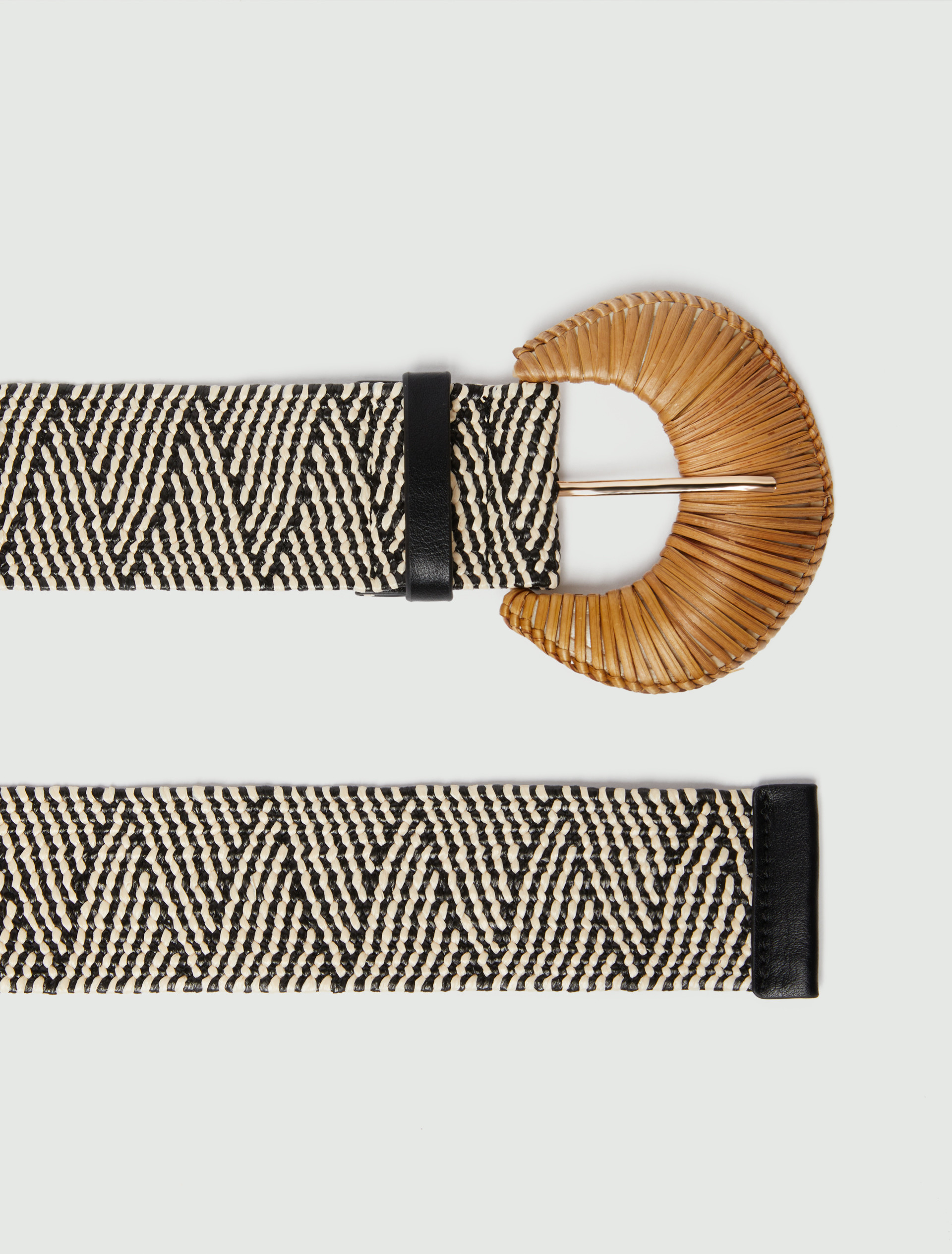 Stretch raffia belt - WHITE BLACK - Emme - 3