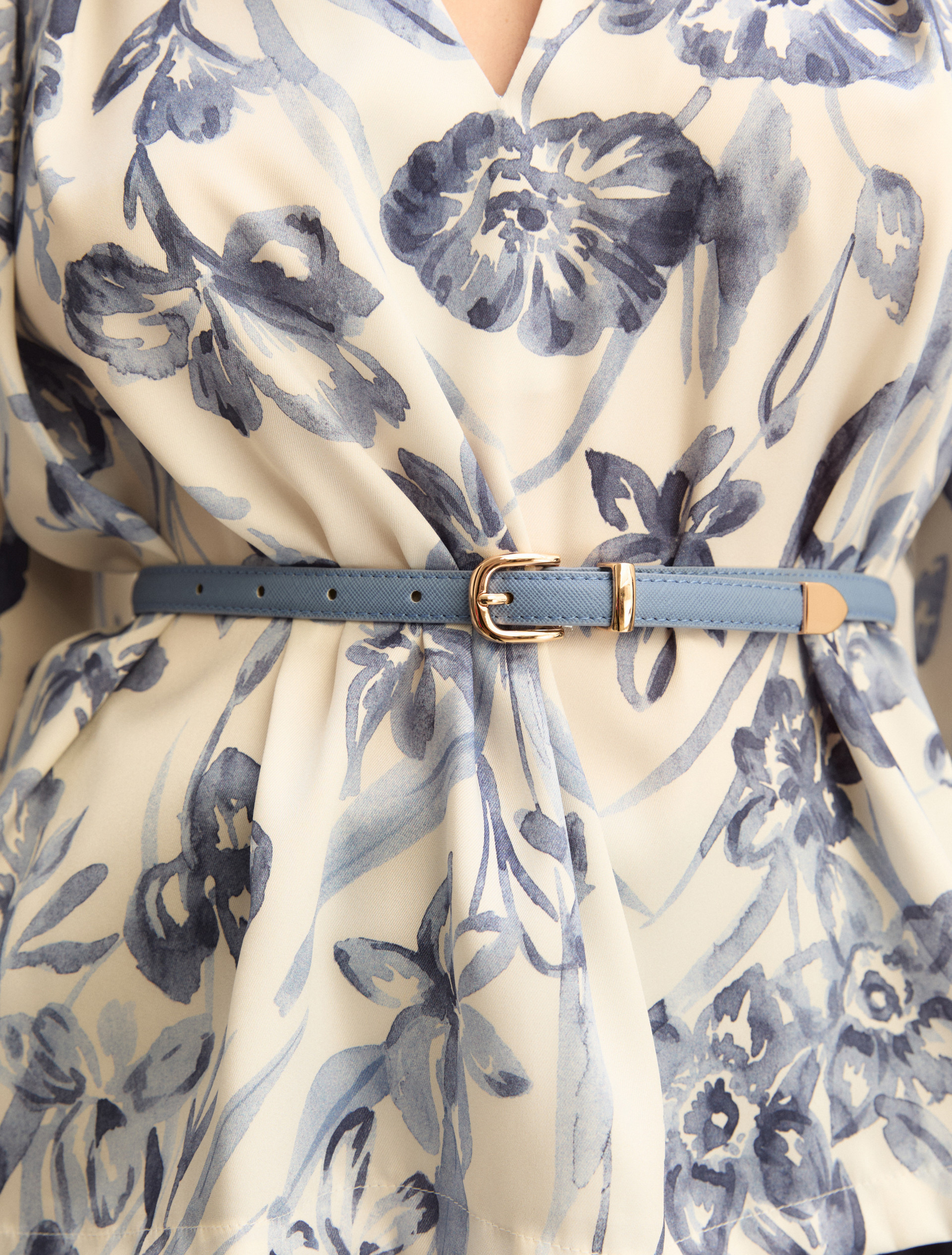 Saffiano leather-look thin belt - SKY BLUE - Emme - 1