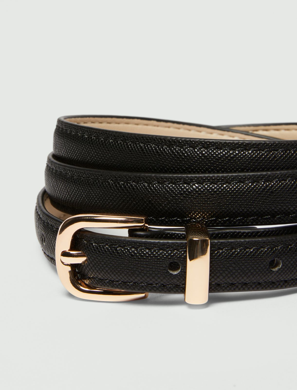 Saffiano leather-look thin belt - BLACK - Emme - 4
