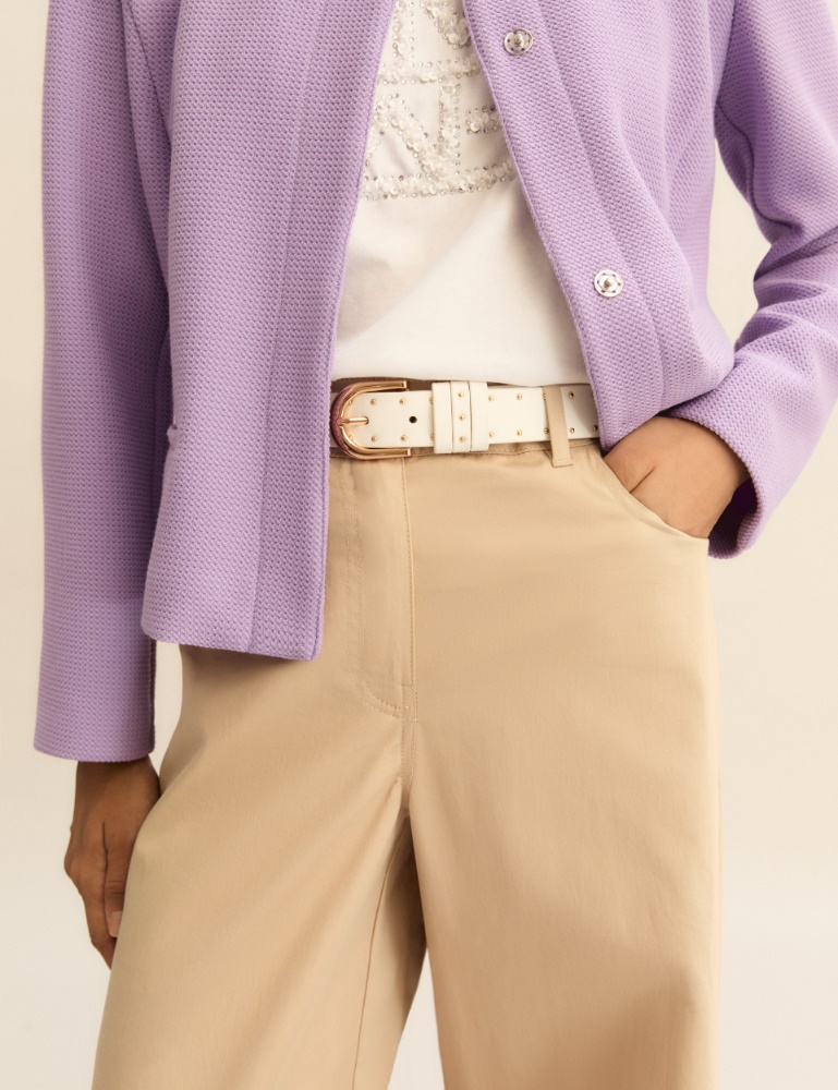 Cintura con micro borchie - BIANCO