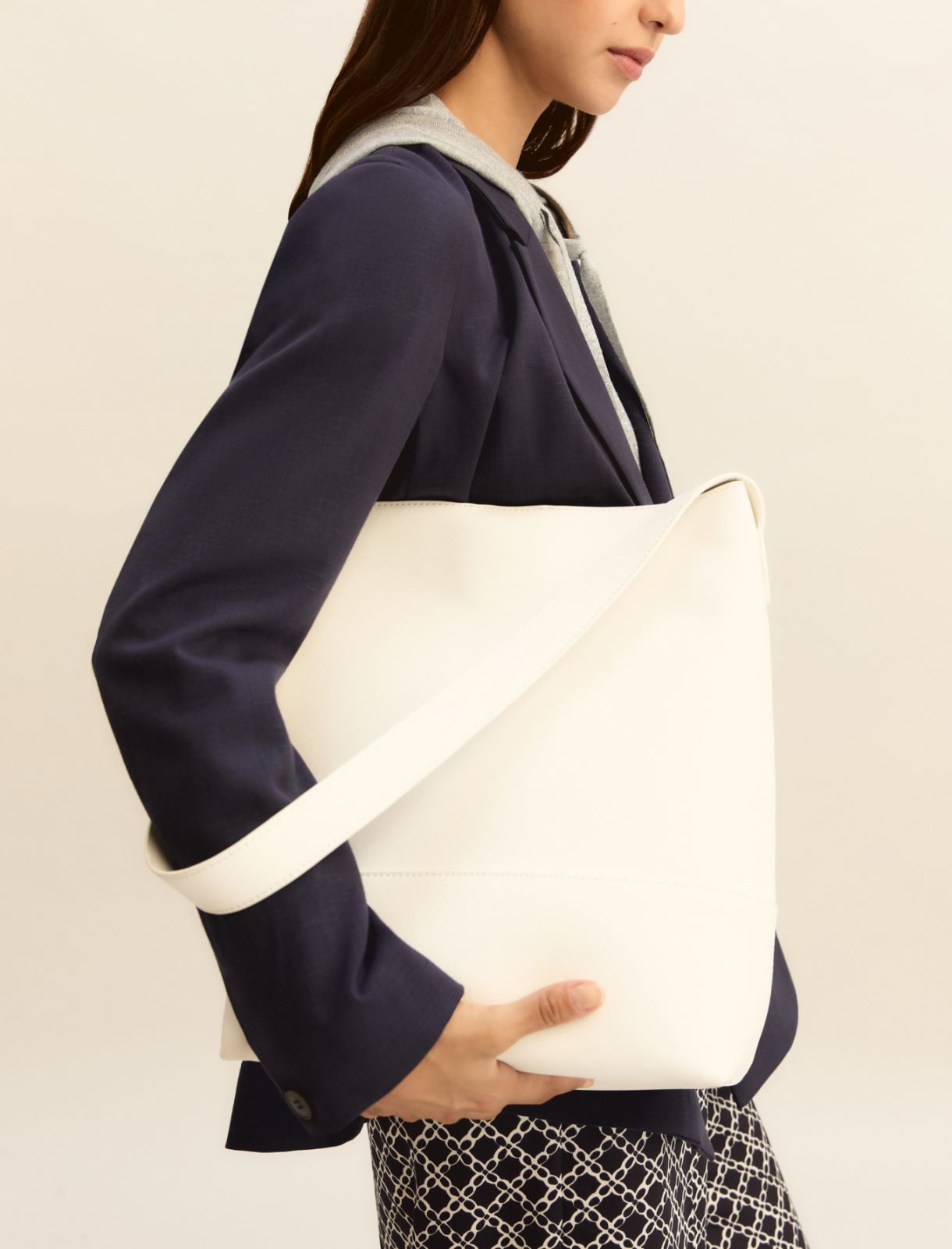 Large Saffiano leather-look bag - WHITE - Emme