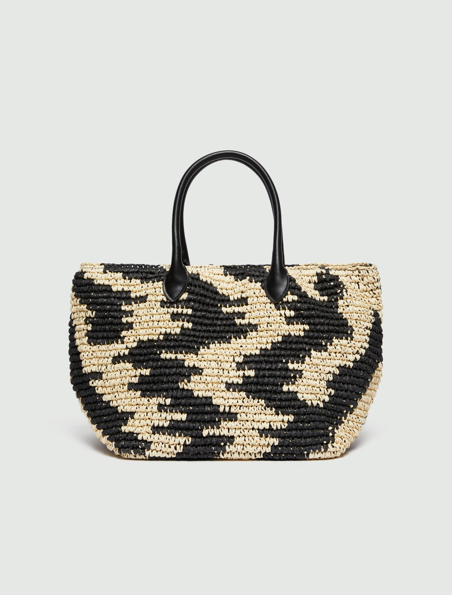 Raffia shopping tote - WHITE BLACK - Emme - 2
