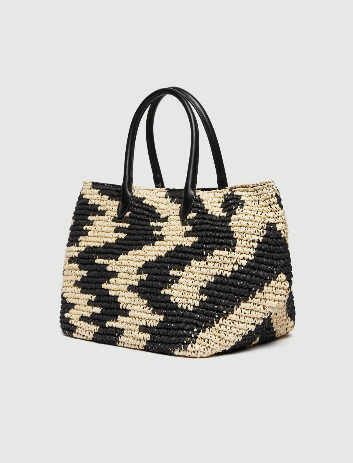 Raffia shopping tote - WHITE BLACK - Emme - 3