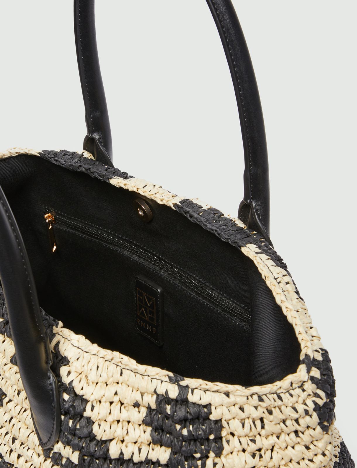 Raffia shopping tote - WHITE BLACK - Emme - 4