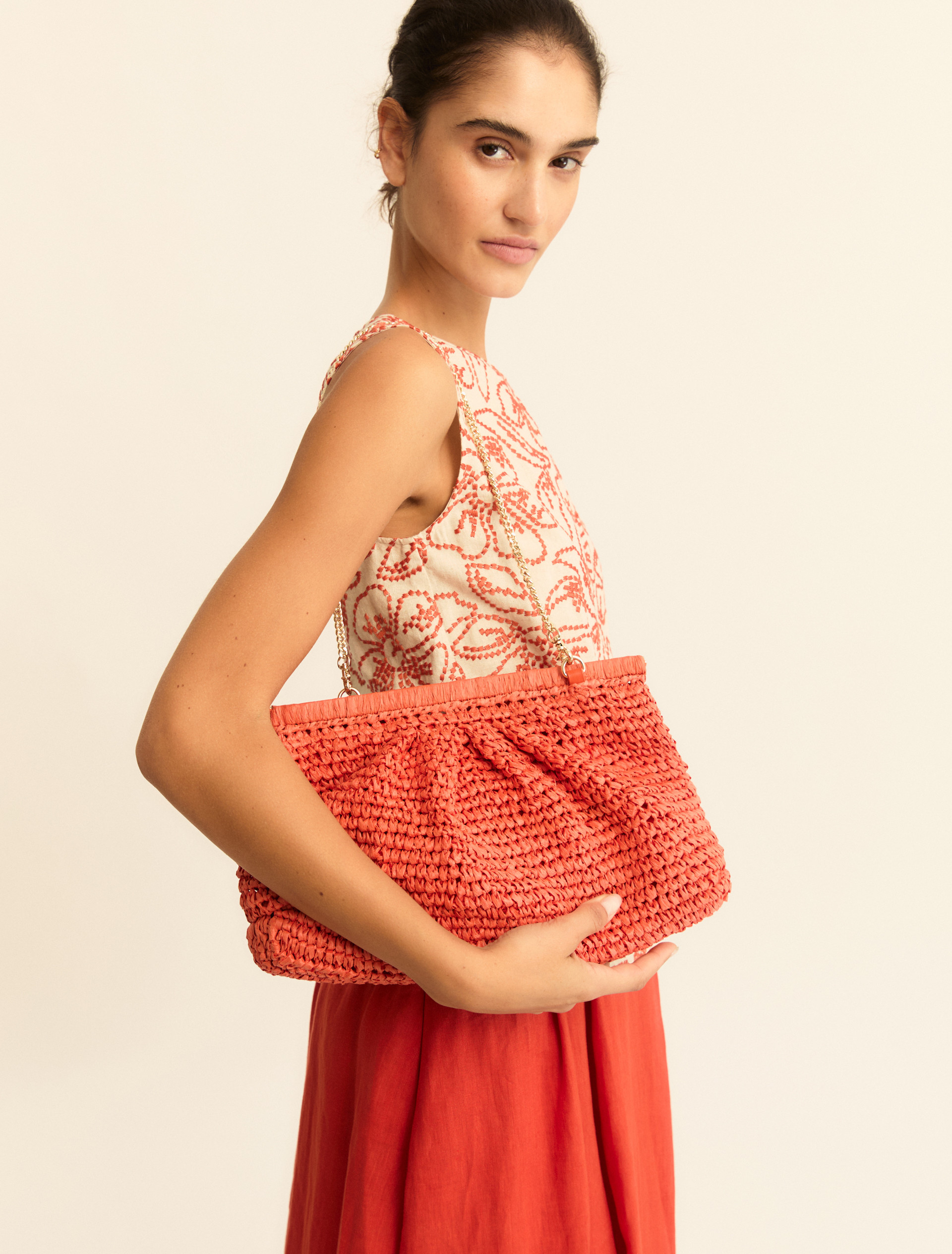 Clutch in rafia - ARANCIO - Emme - 1