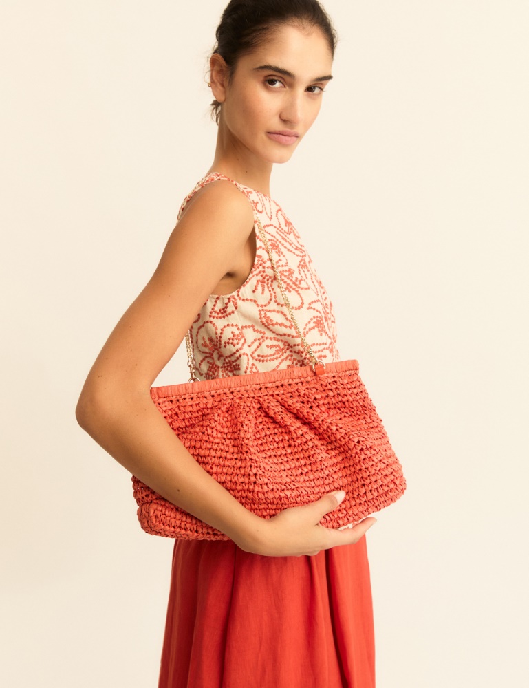 Clutch in rafia - ARANCIO