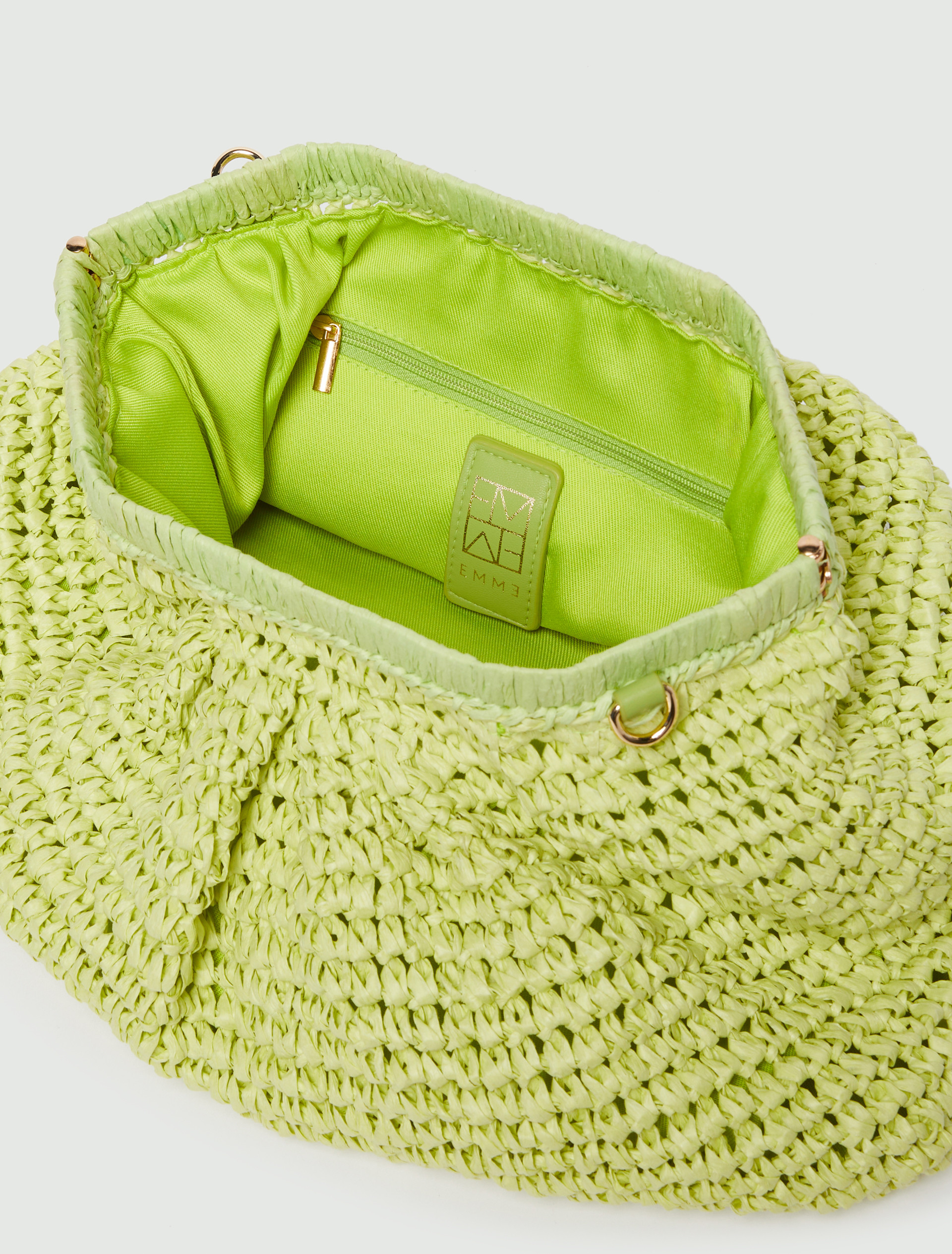 Clutch in rafia - LIME - Emme - 4
