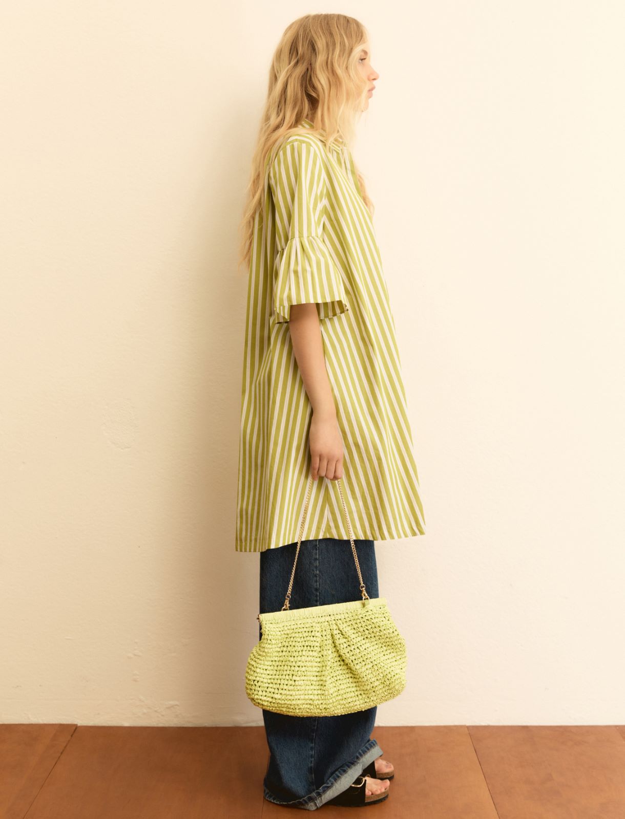 Clutch in rafia - LIME - Emme