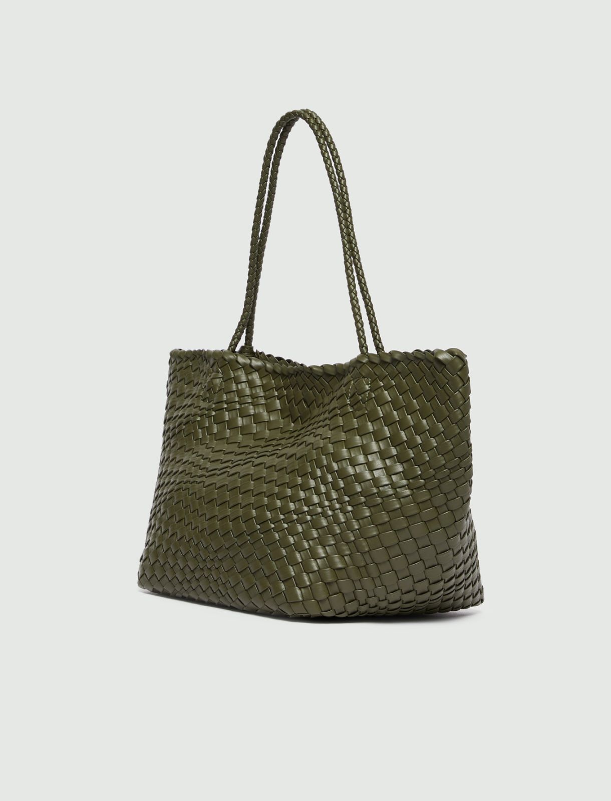 Unstructured woven shopping tote - MILITARY GREEN - Emme - 3