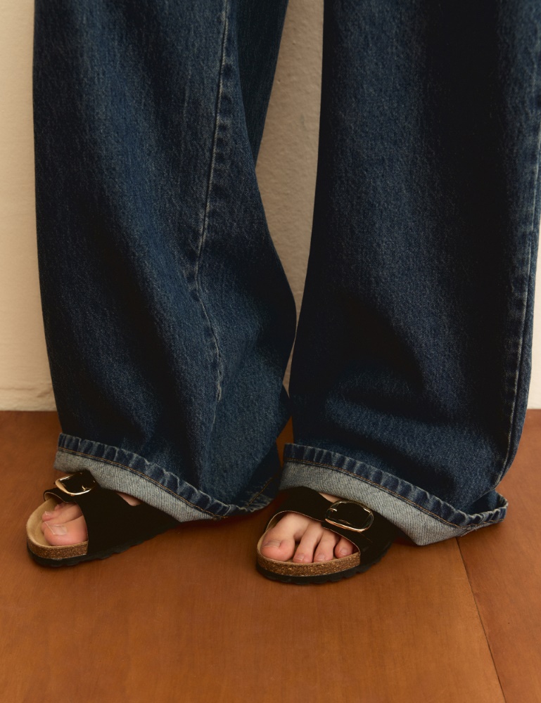 Cork-soled sandals - BLACK