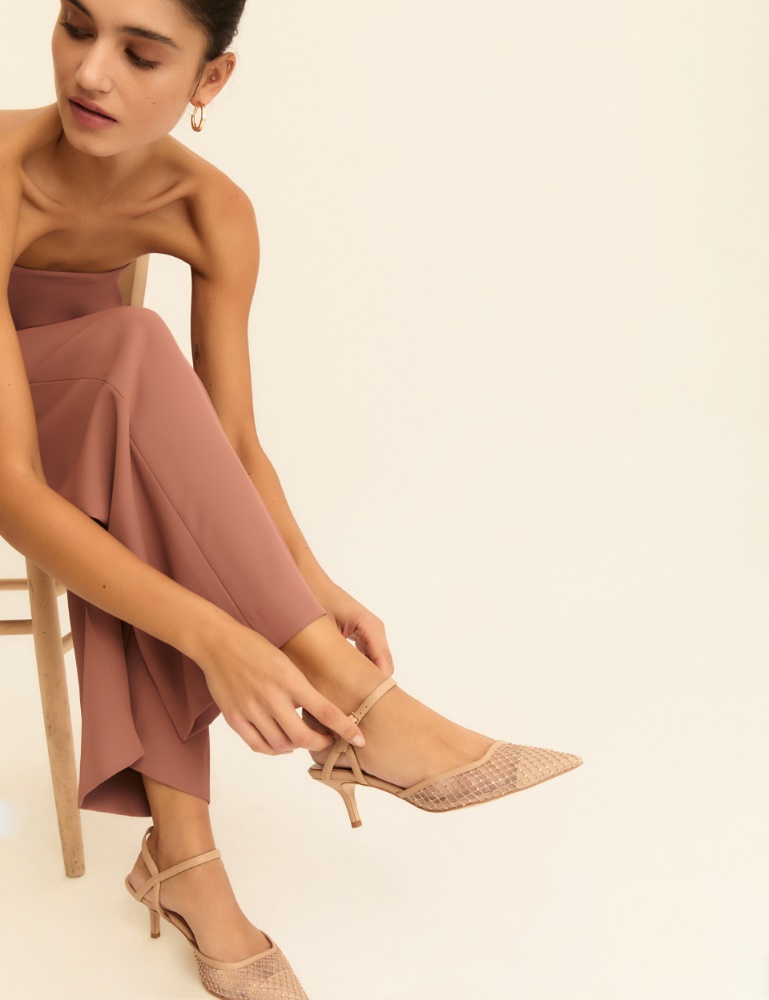 Slingback in mesh con cristalli - NUDO